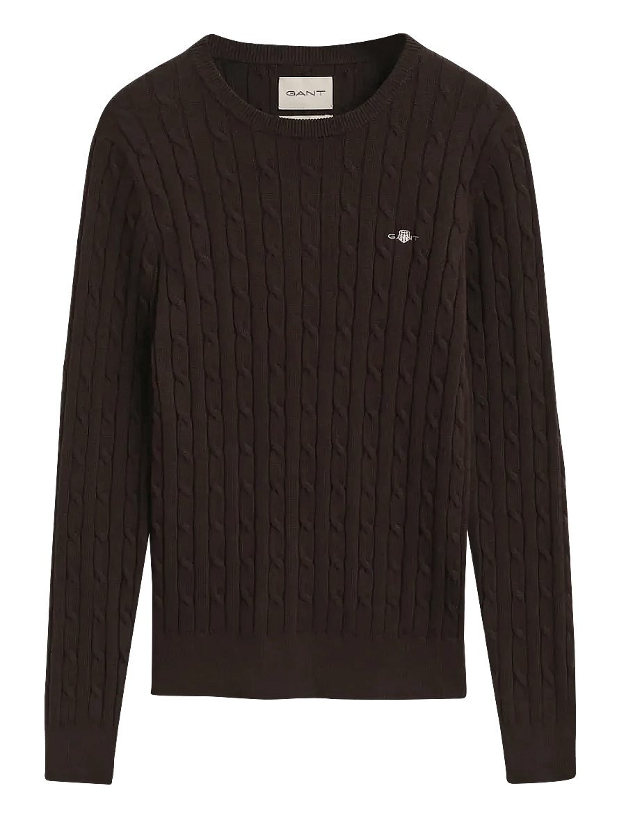 Gant - Classic Cable Knit Sweater - pullover - deep brown - 1