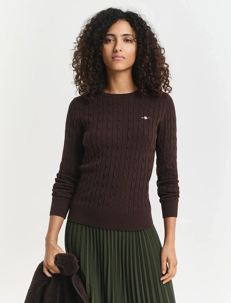 Gant - Classic Cable Knit Sweater - pullover - deep brown - 0