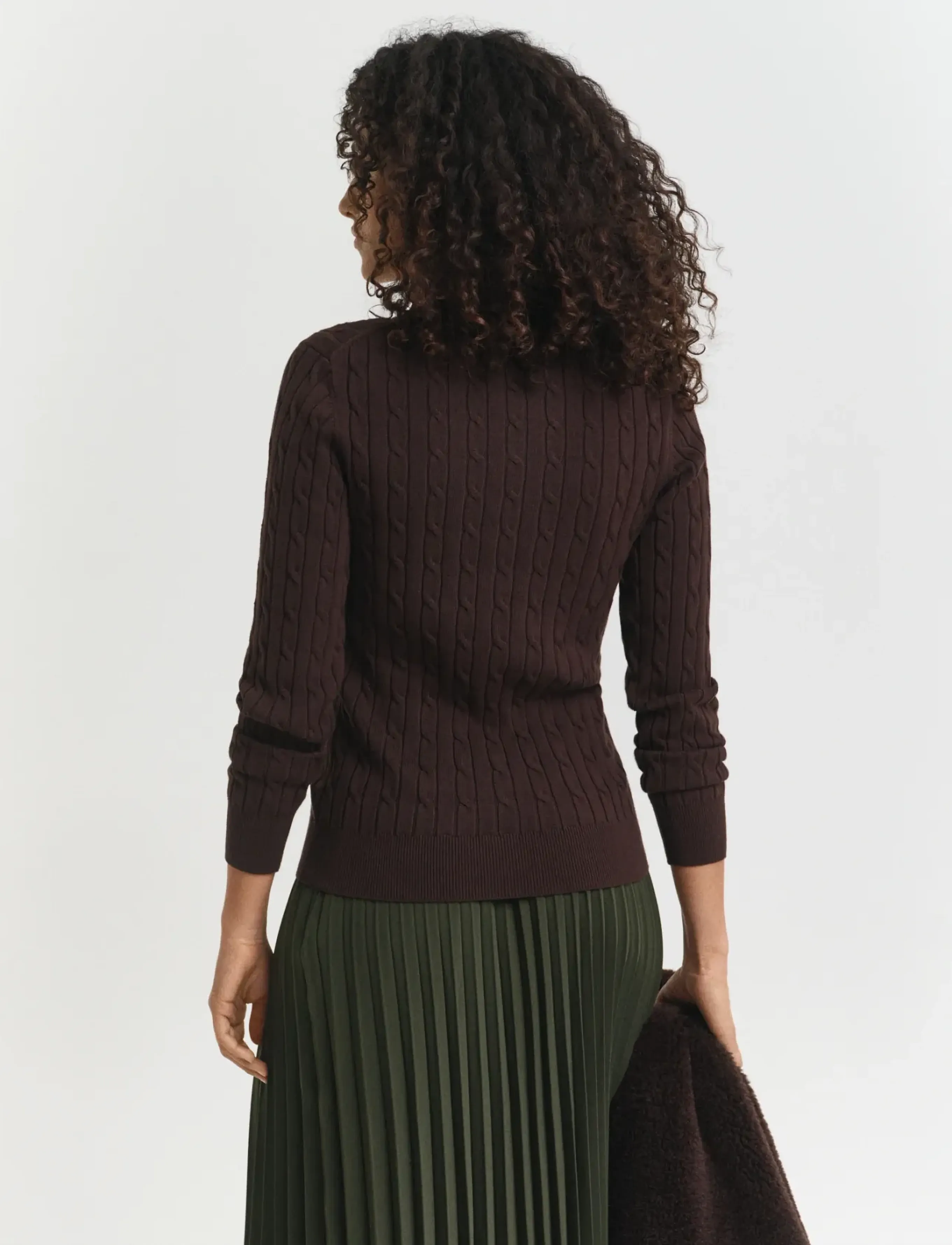 Gant - Classic Cable Knit Sweater - pullover - deep brown - 2