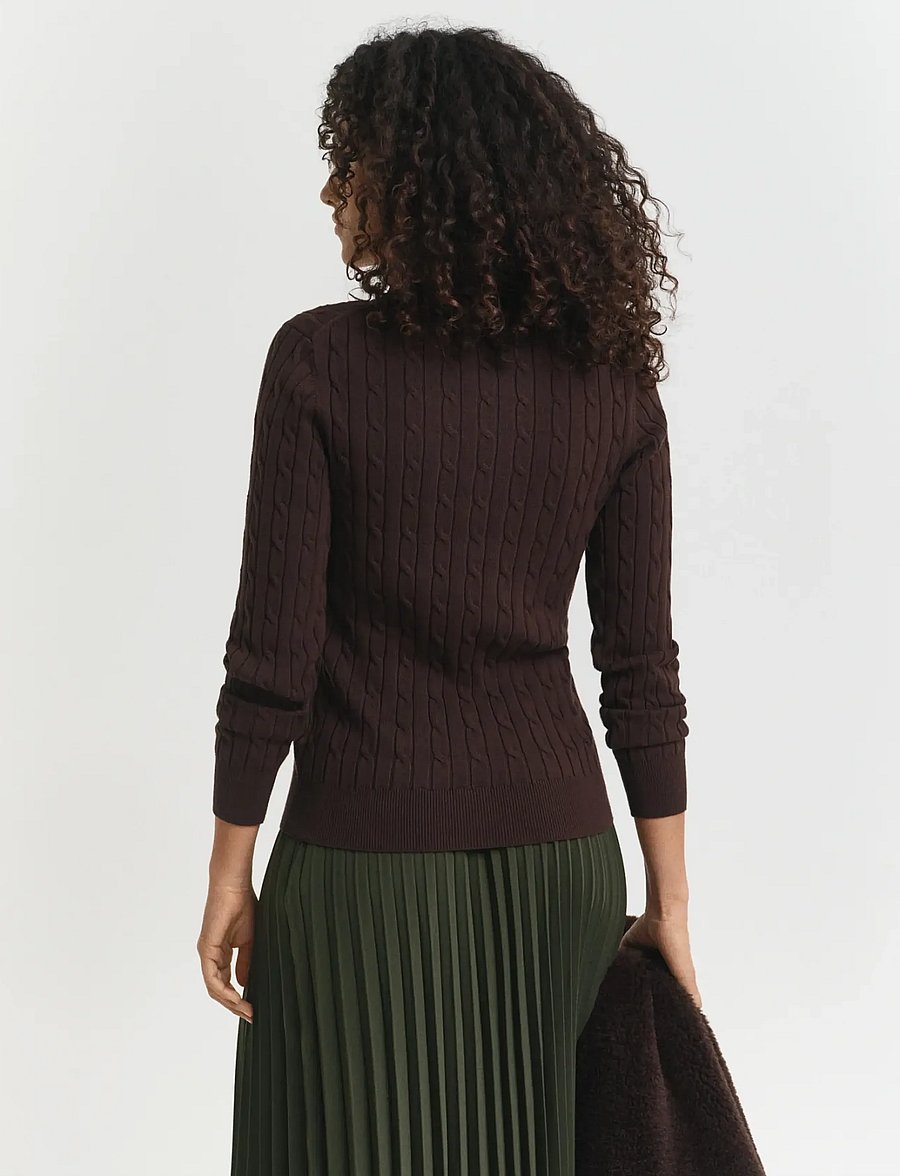 Gant - Classic Cable Knit Sweater - pullover - deep brown - 2
