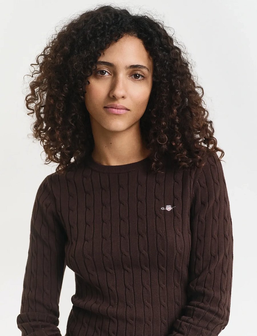 Gant - Classic Cable Knit Sweater - pullover - deep brown - 3