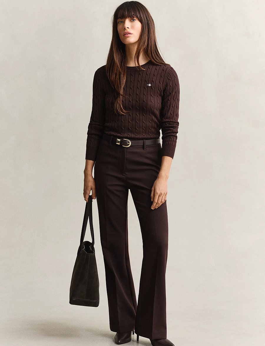 Gant - Classic Cable Knit Sweater - swetry - deep brown - 4