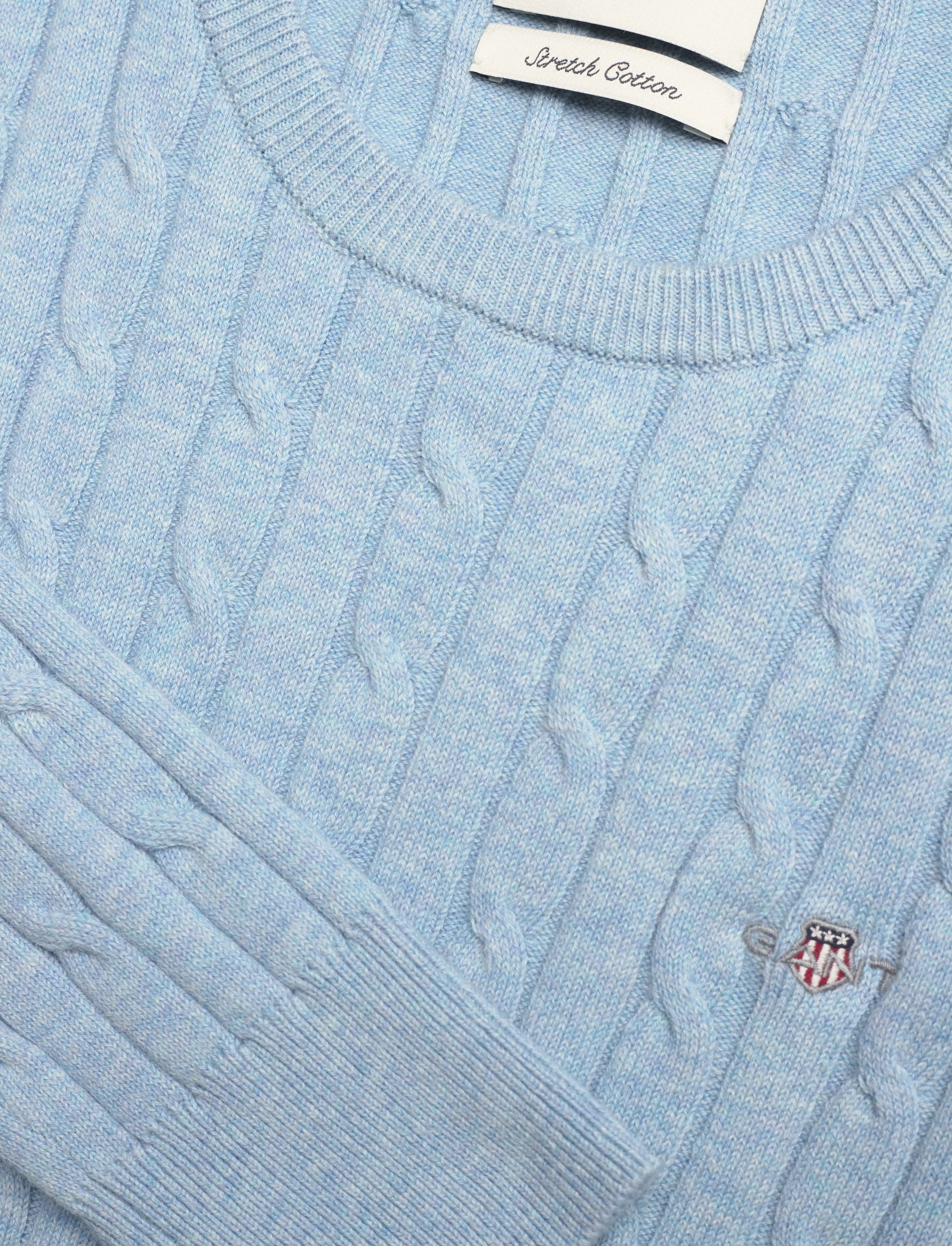 Gant - Classic Cable Knit Sweater - trøjer - dove blue - 2