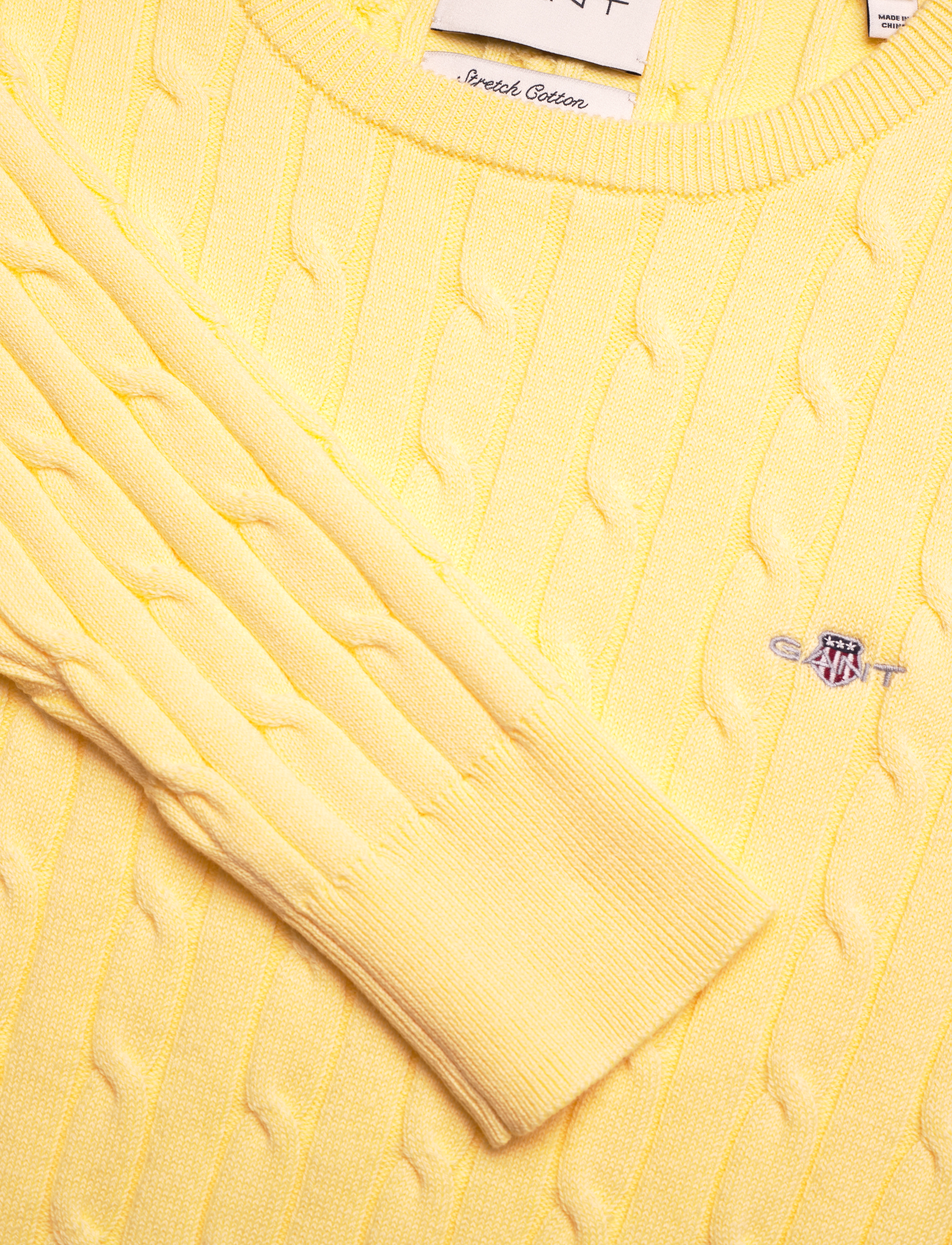 Gant - Classic Cable Knit Sweater - pullover - dusty light yellow - 2