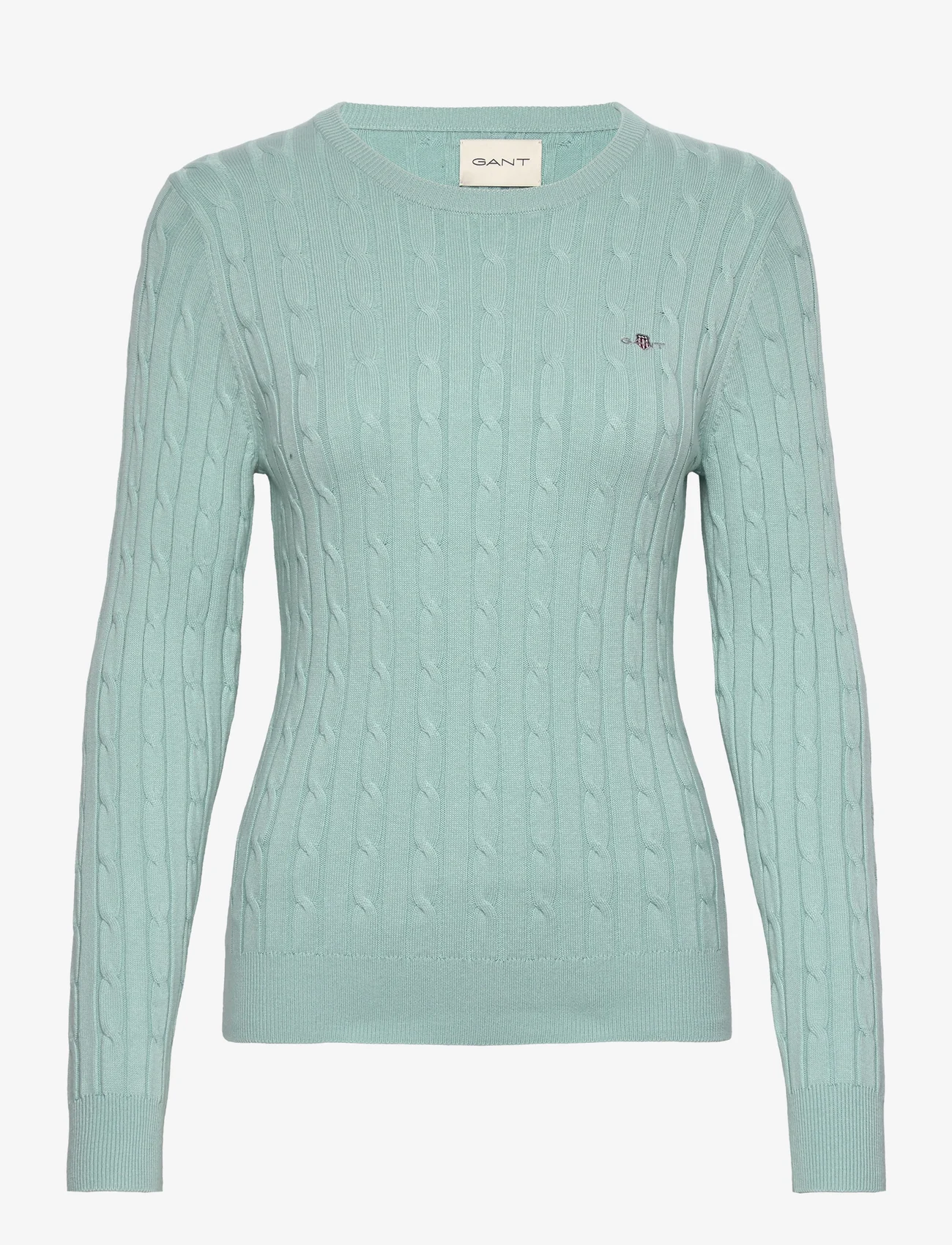 GANT - STRETCH COTTON CABLE C-NECK - pullover - dusty turquoise - 0
