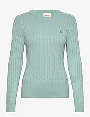 GANT - STRETCH COTTON CABLE C-NECK - jumpers - dusty turquoise - 0