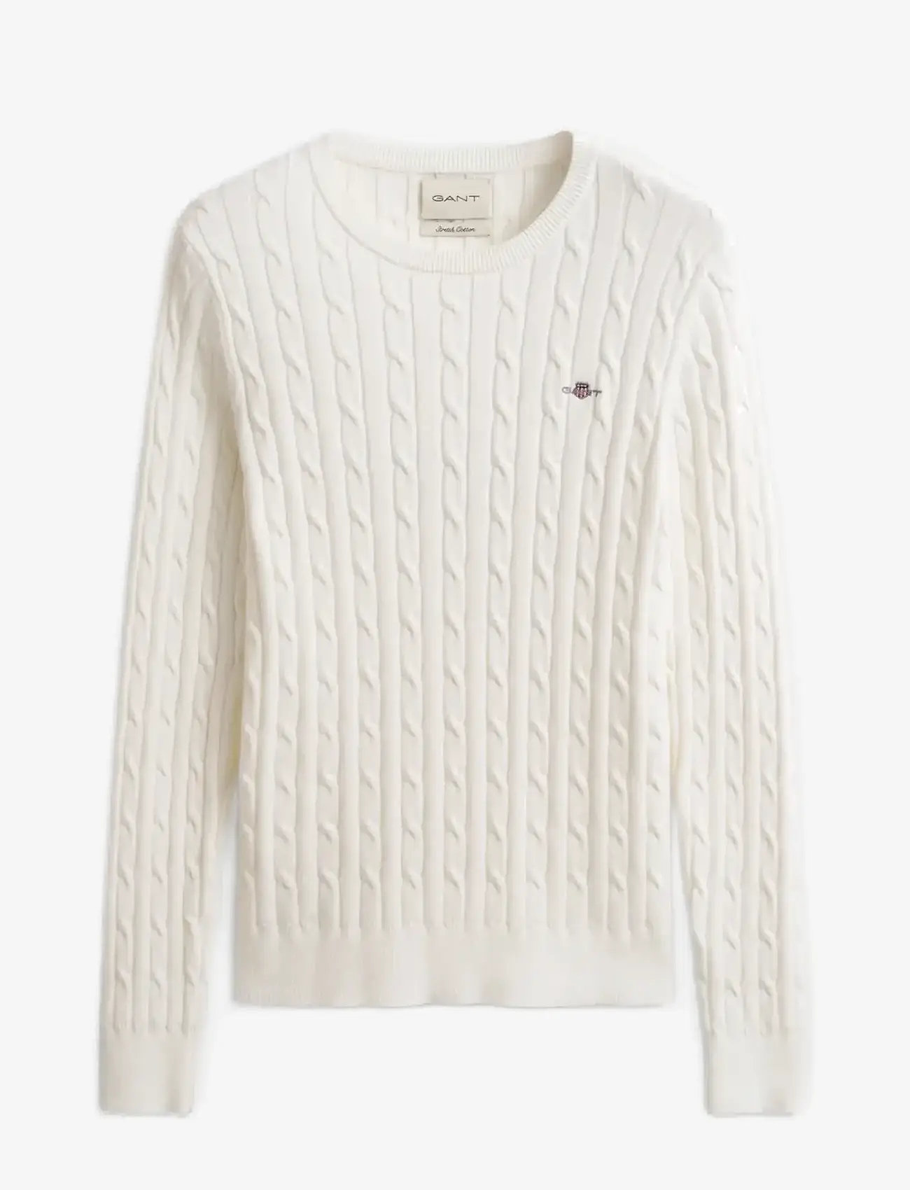 GANT - STRETCH COTTON CABLE C-NECK - stickade tröjor - eggshell - 1