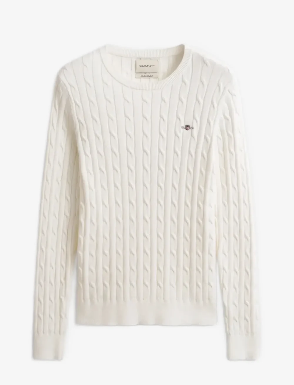 GANT - STRETCH COTTON CABLE C-NECK - stickade tröjor - eggshell - 1