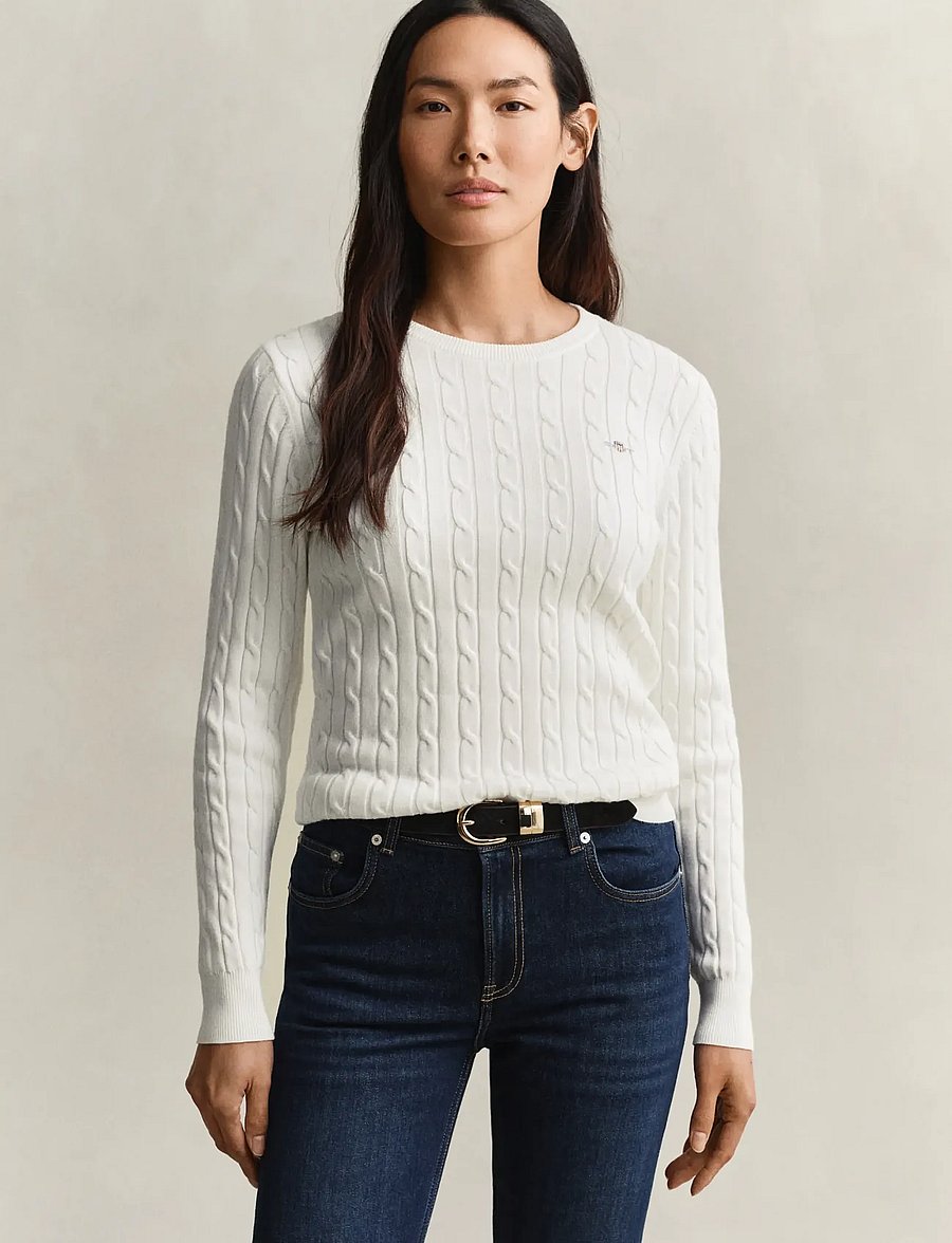 Gant - Classic Cable Knit Sweater - pullover - eggshell - 0
