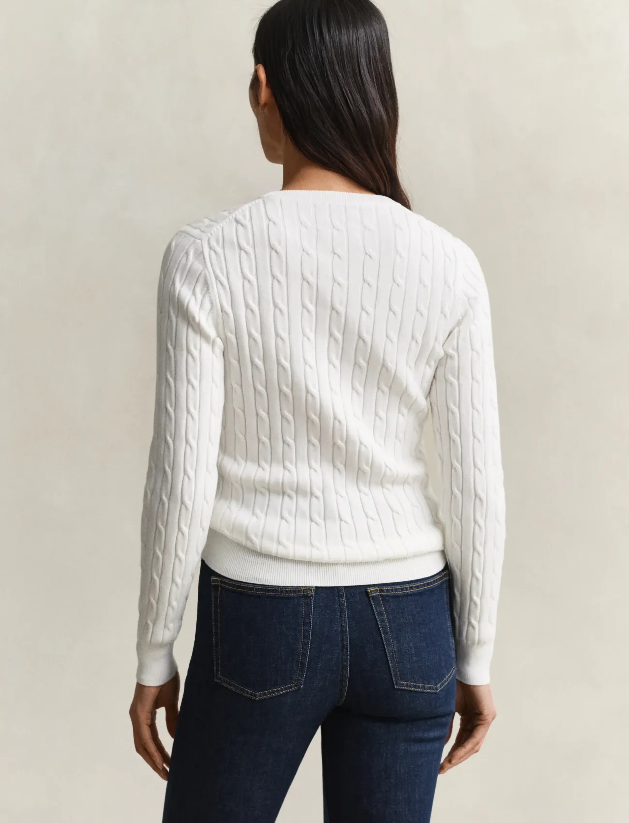 Gant - Classic Cable Knit Sweater - pullover - eggshell - 3
