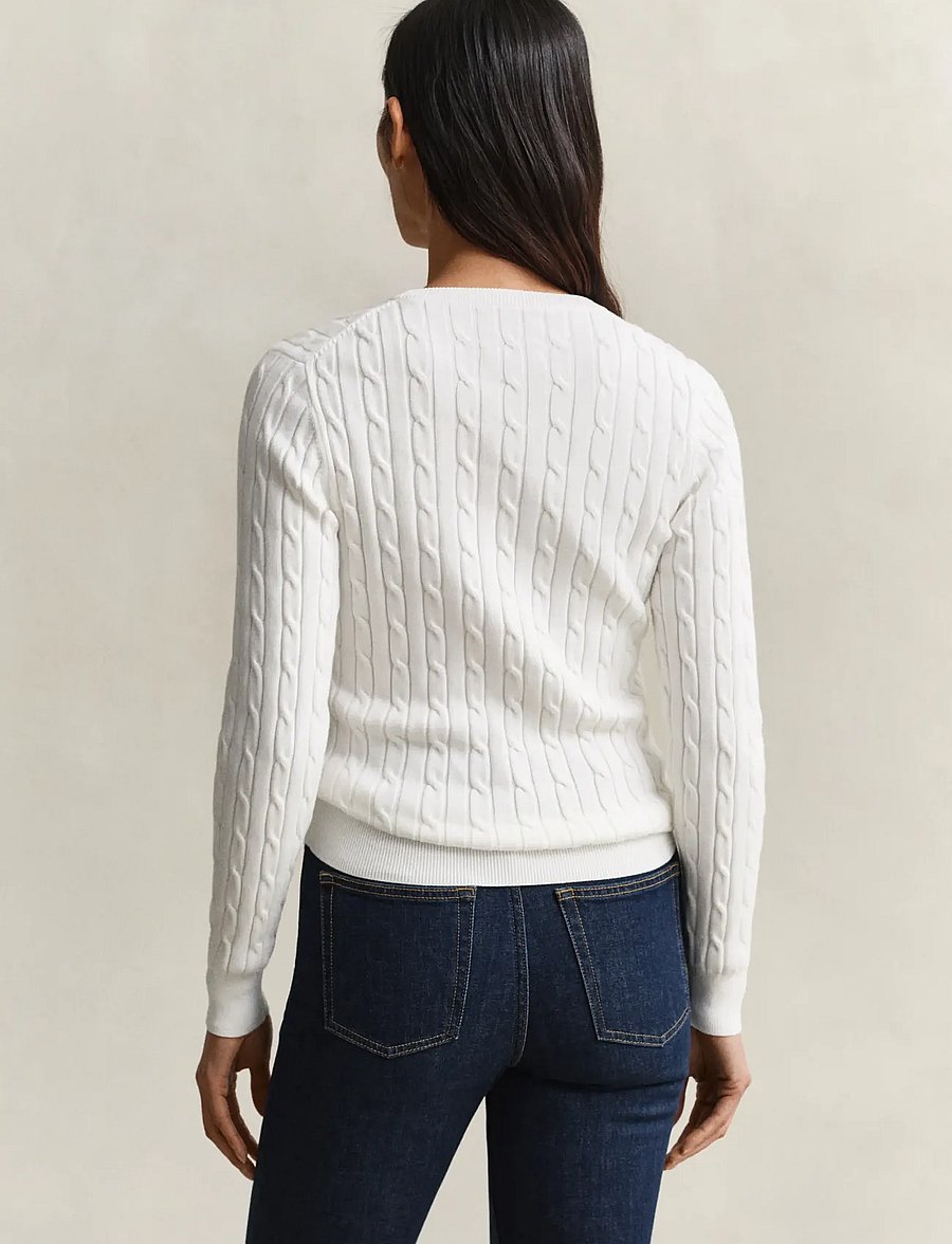 Gant - Classic Cable Knit Sweater - pullover - eggshell - 3