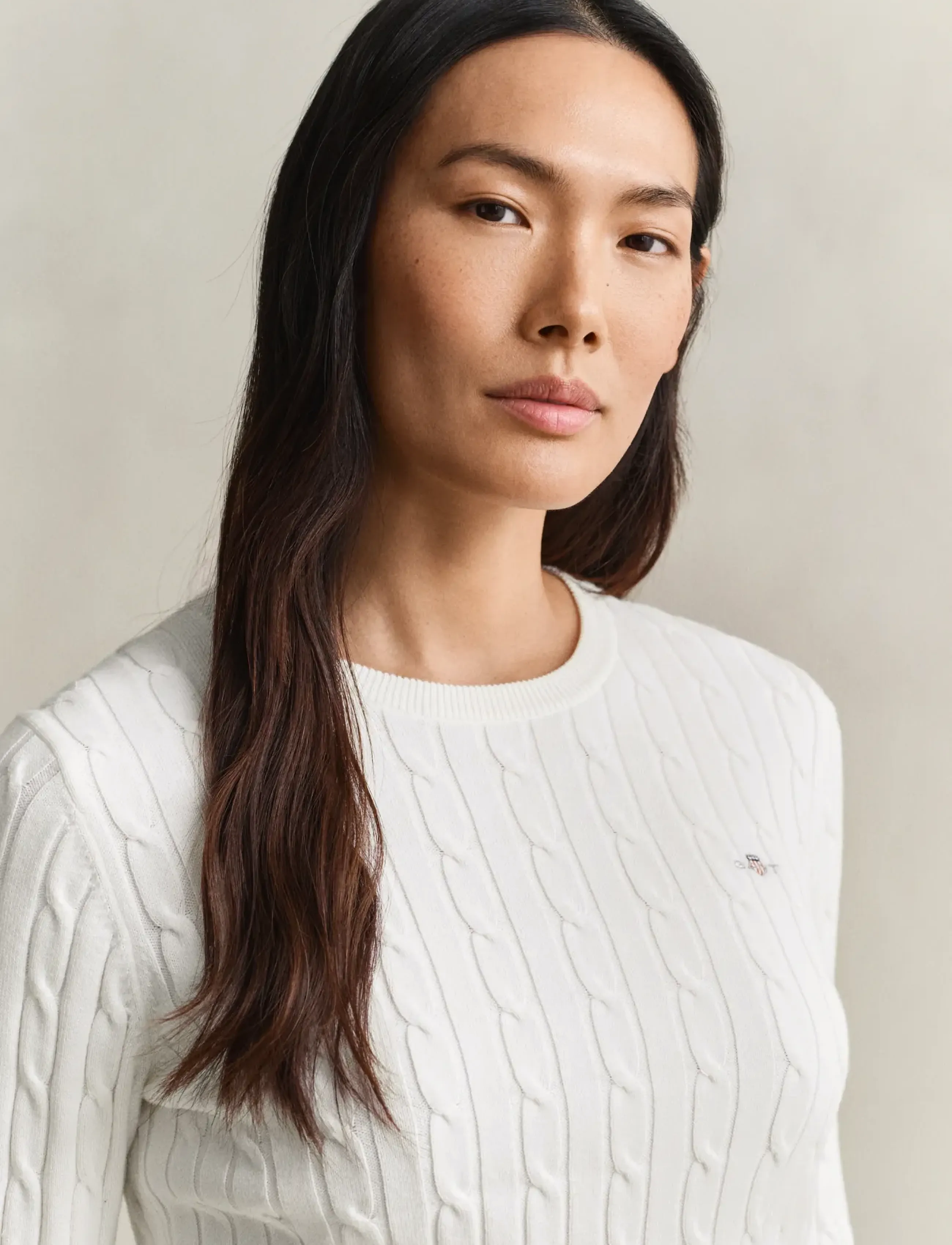 Gant - Classic Cable Knit Sweater - pullover - eggshell - 4