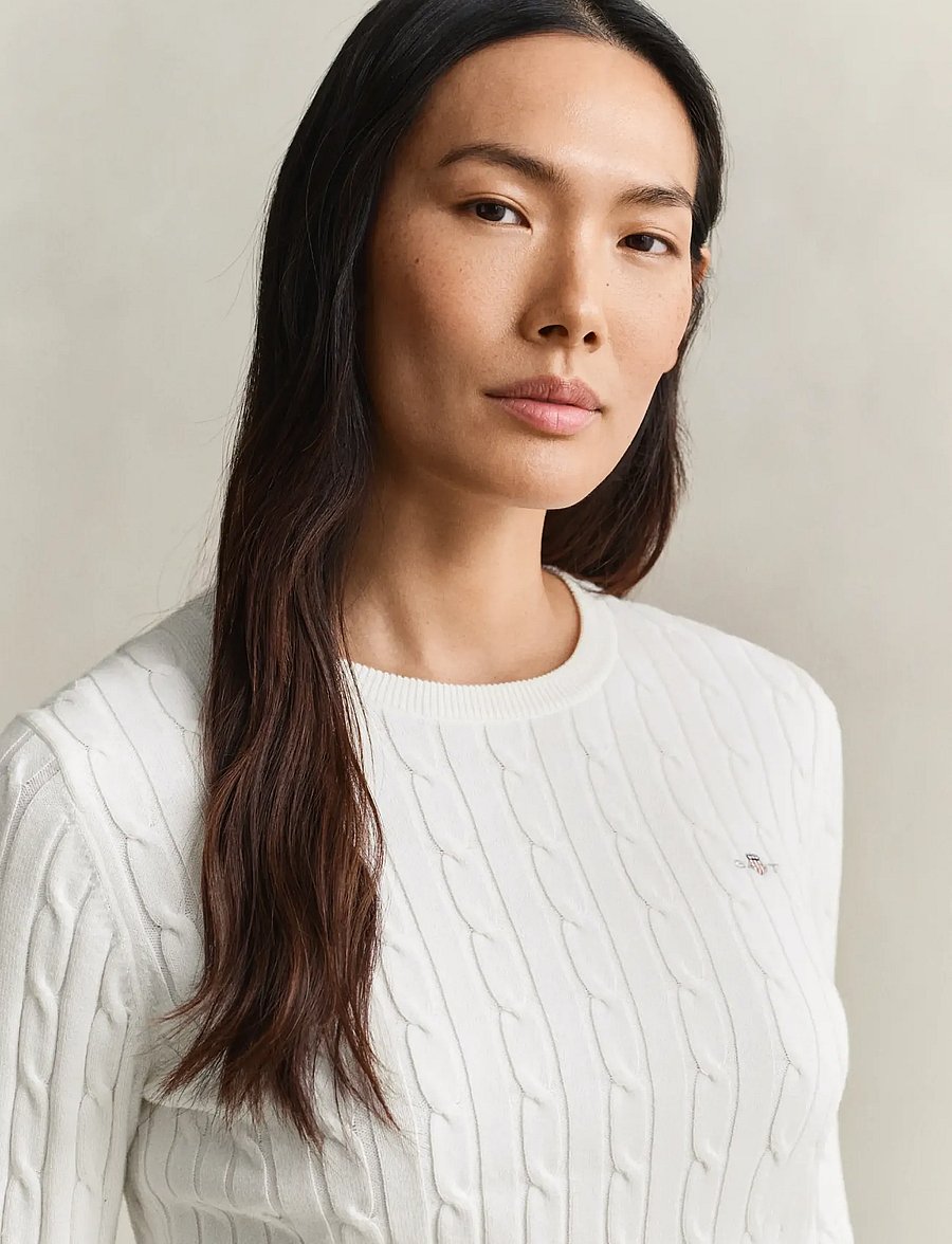 Gant - Classic Cable Knit Sweater - pullover - eggshell - 4