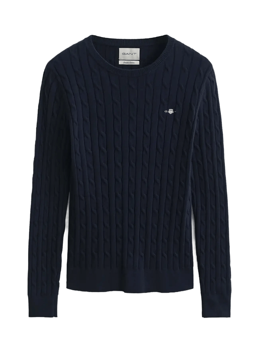 Gant - Classic Cable Knit Sweater - neulepuserot - evening blue - 1
