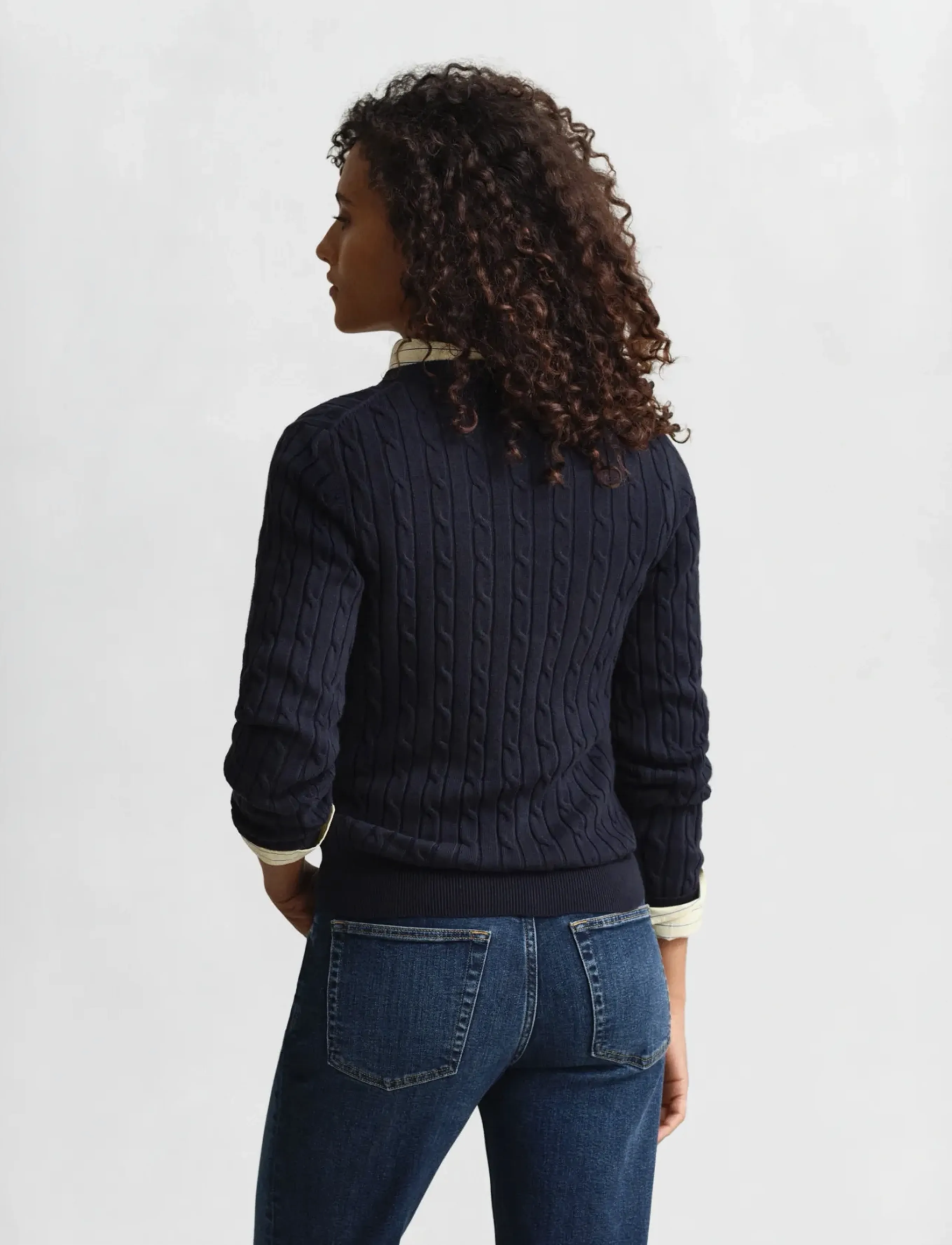Gant - Classic Cable Knit Sweater - neulepuserot - evening blue - 2