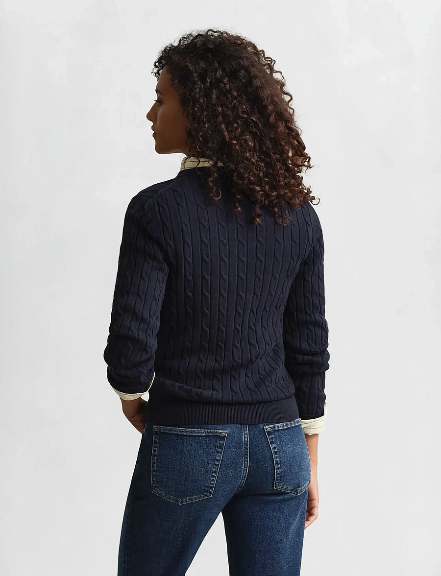 Gant - Classic Cable Knit Sweater - neulepuserot - evening blue - 2