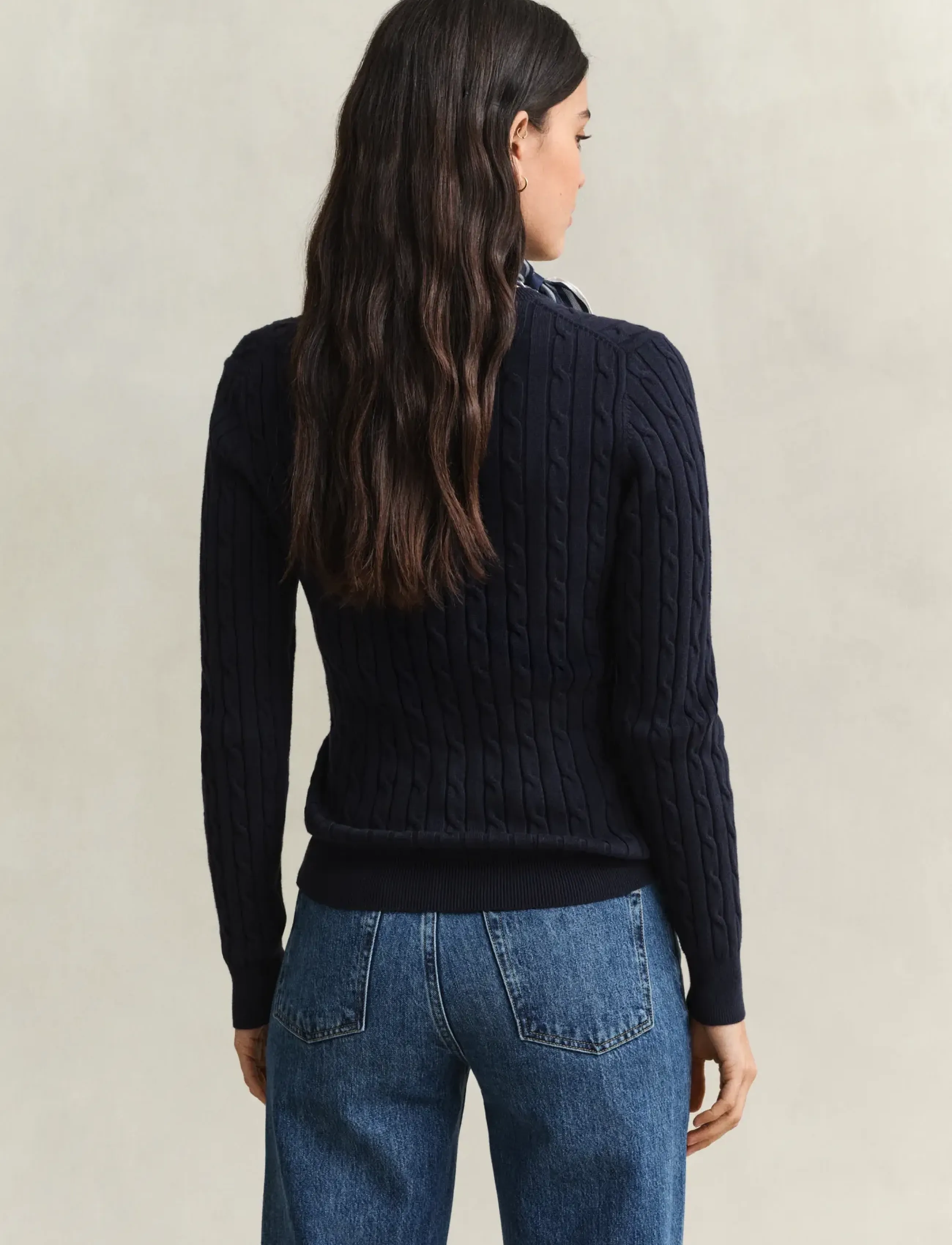 Gant - Classic Cable Knit Sweater - stickade tröjor - evening blue - 2