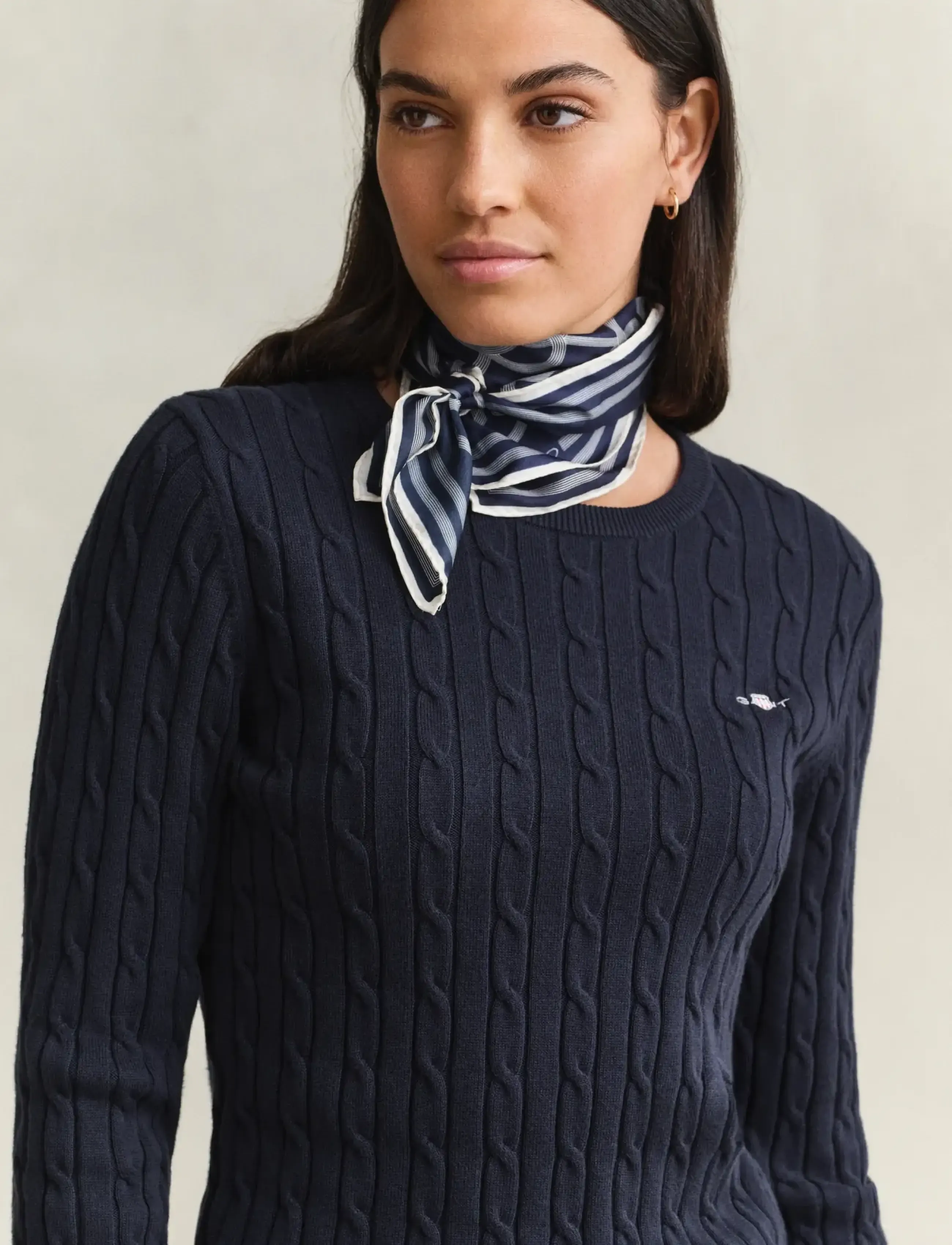 Gant - Classic Cable Knit Sweater - stickade tröjor - evening blue - 3