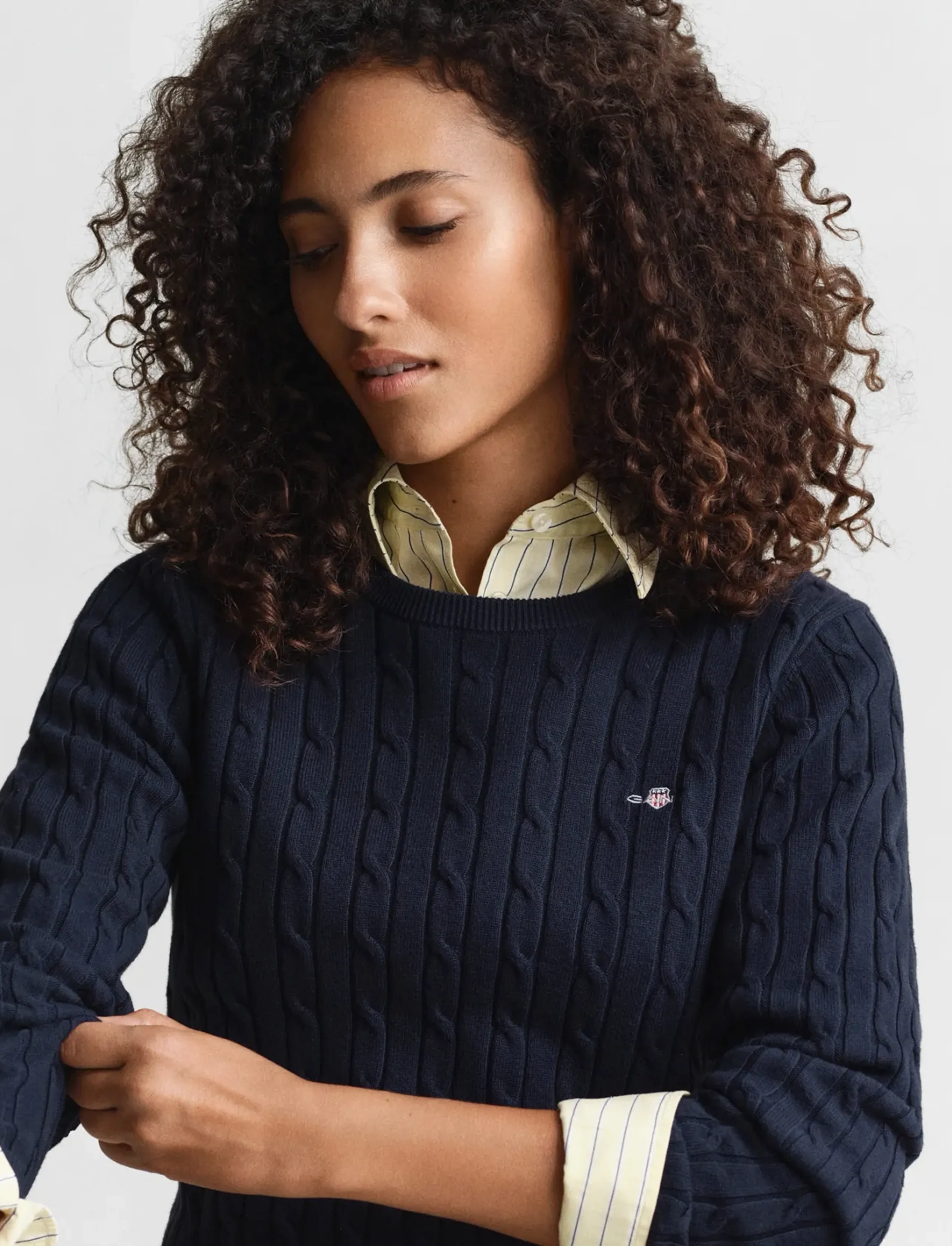 Gant - Classic Cable Knit Sweater - neulepuserot - evening blue - 3
