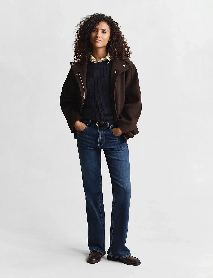 Gant - Classic Cable Knit Sweater - neulepuserot - evening blue - 4