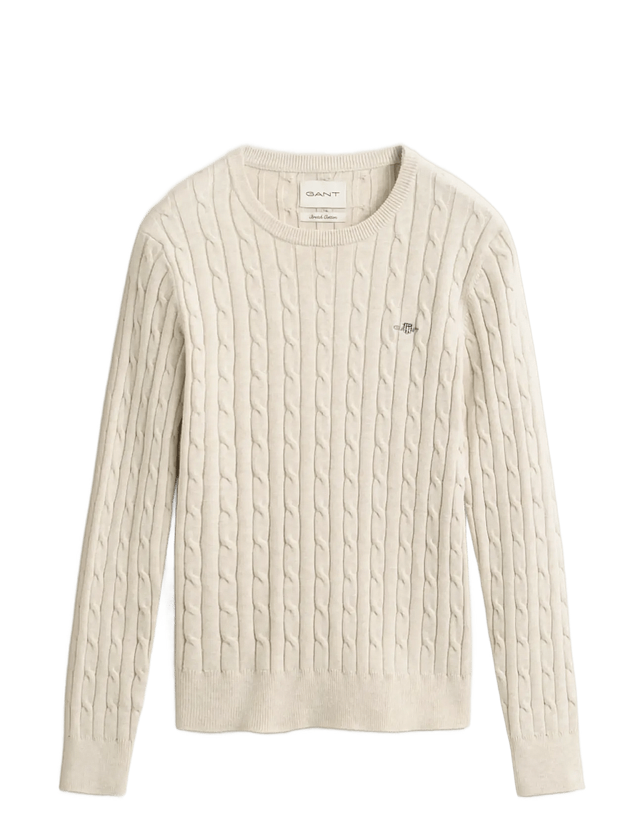 Gant - Classic Cable Knit Sweater - stickade tröjor - faded beige - 0