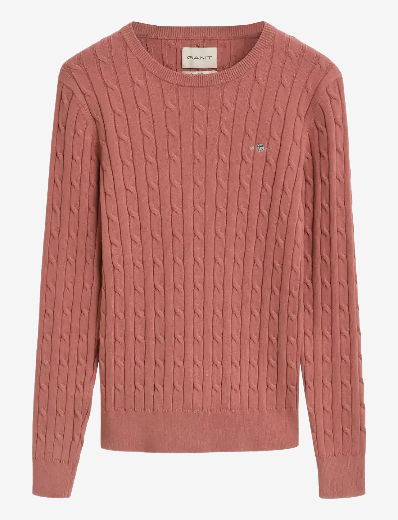GANT - STRETCH COTTON CABLE C-NECK - efterårstøj - faded brick - 0