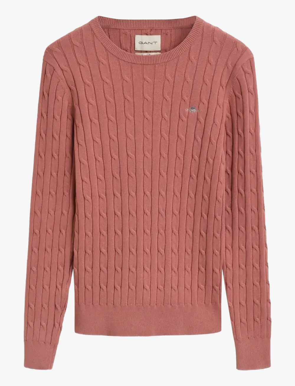 GANT - STRETCH COTTON CABLE C-NECK - striktrøjer - faded brick - 0