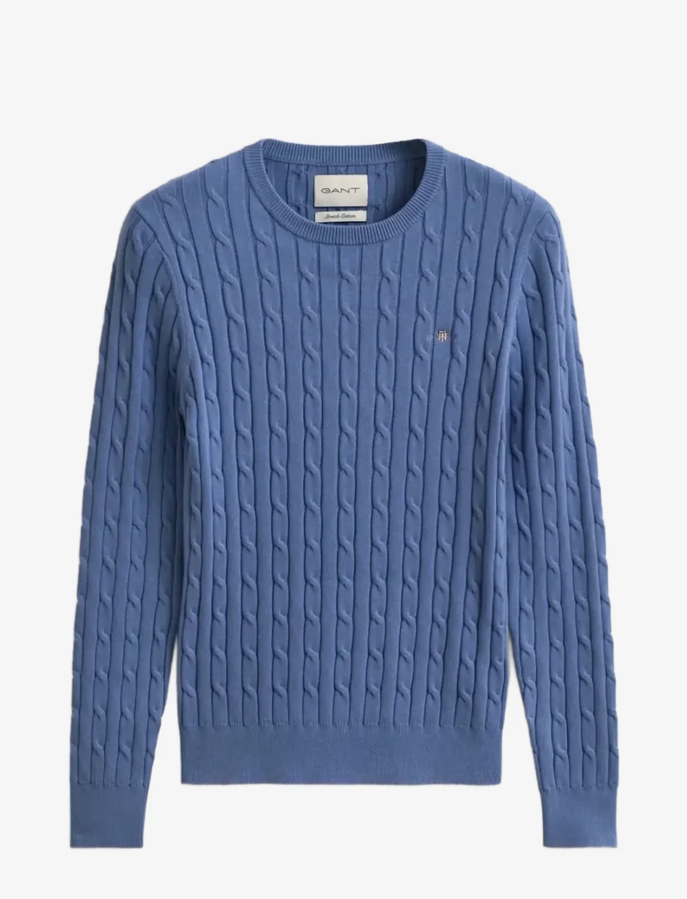 GANT - STRETCH COTTON CABLE C-NECK - stickade tröjor - faded denim - 1