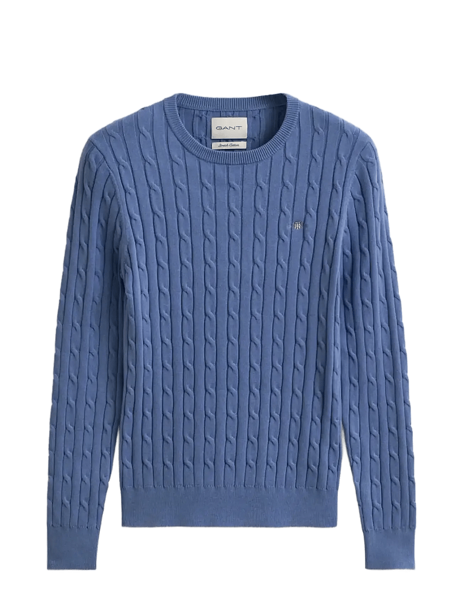 Gant - Classic Cable Knit Sweater - pullover - faded denim - 1