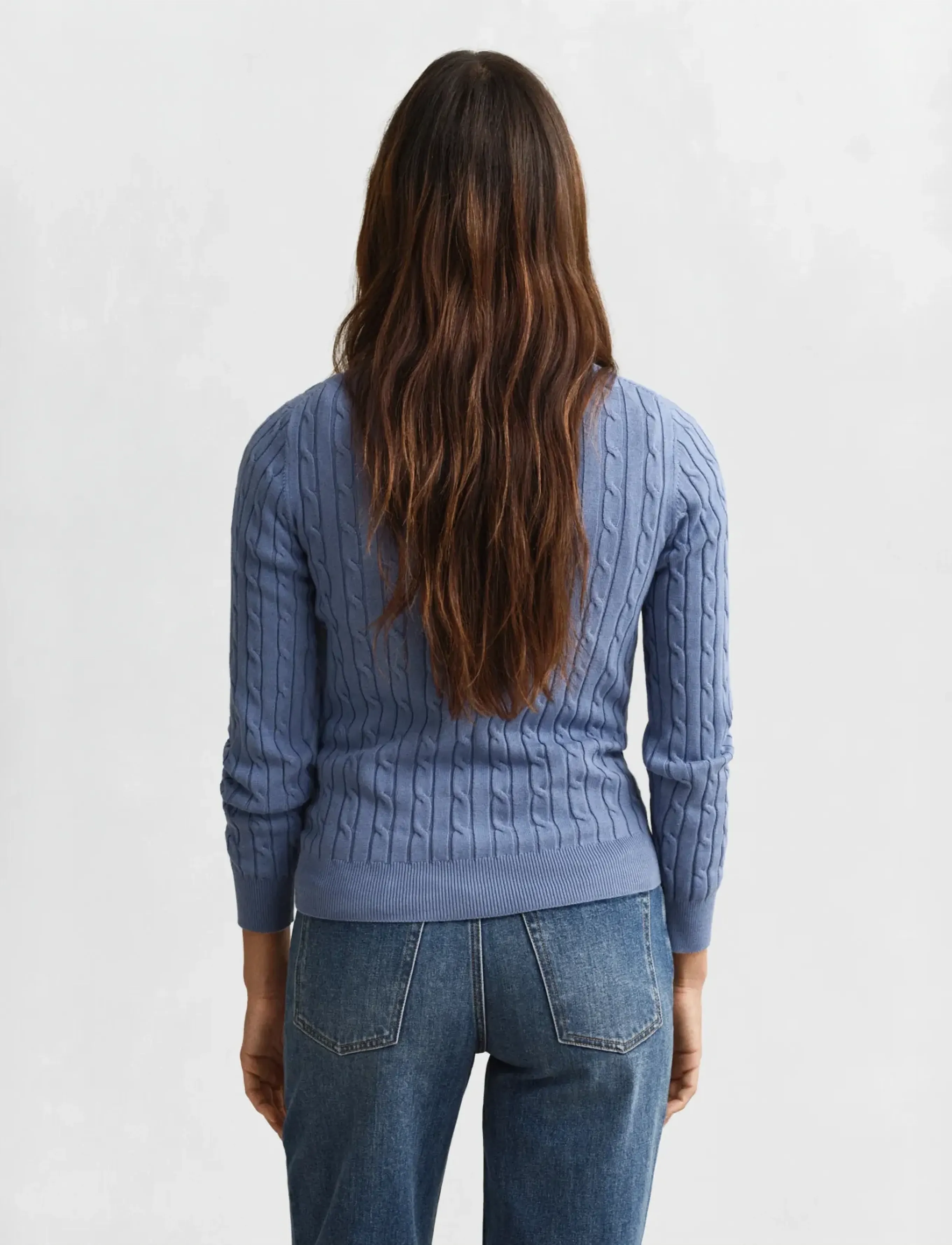 Gant - Classic Cable Knit Sweater - pullover - faded denim - 2