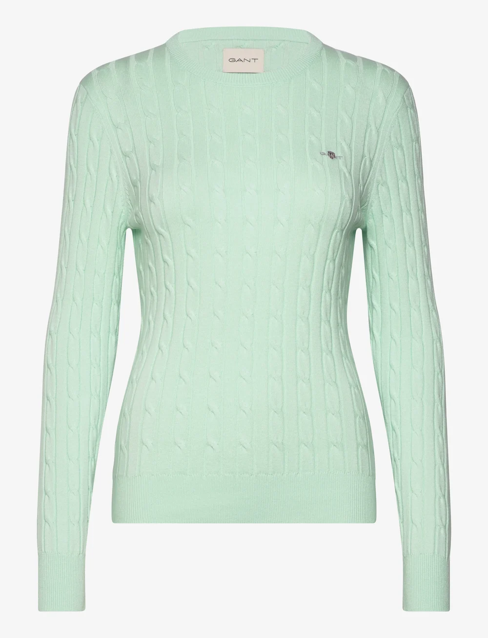 GANT - STRETCH COTTON CABLE C-NECK - striktrøjer - faded mint - 1
