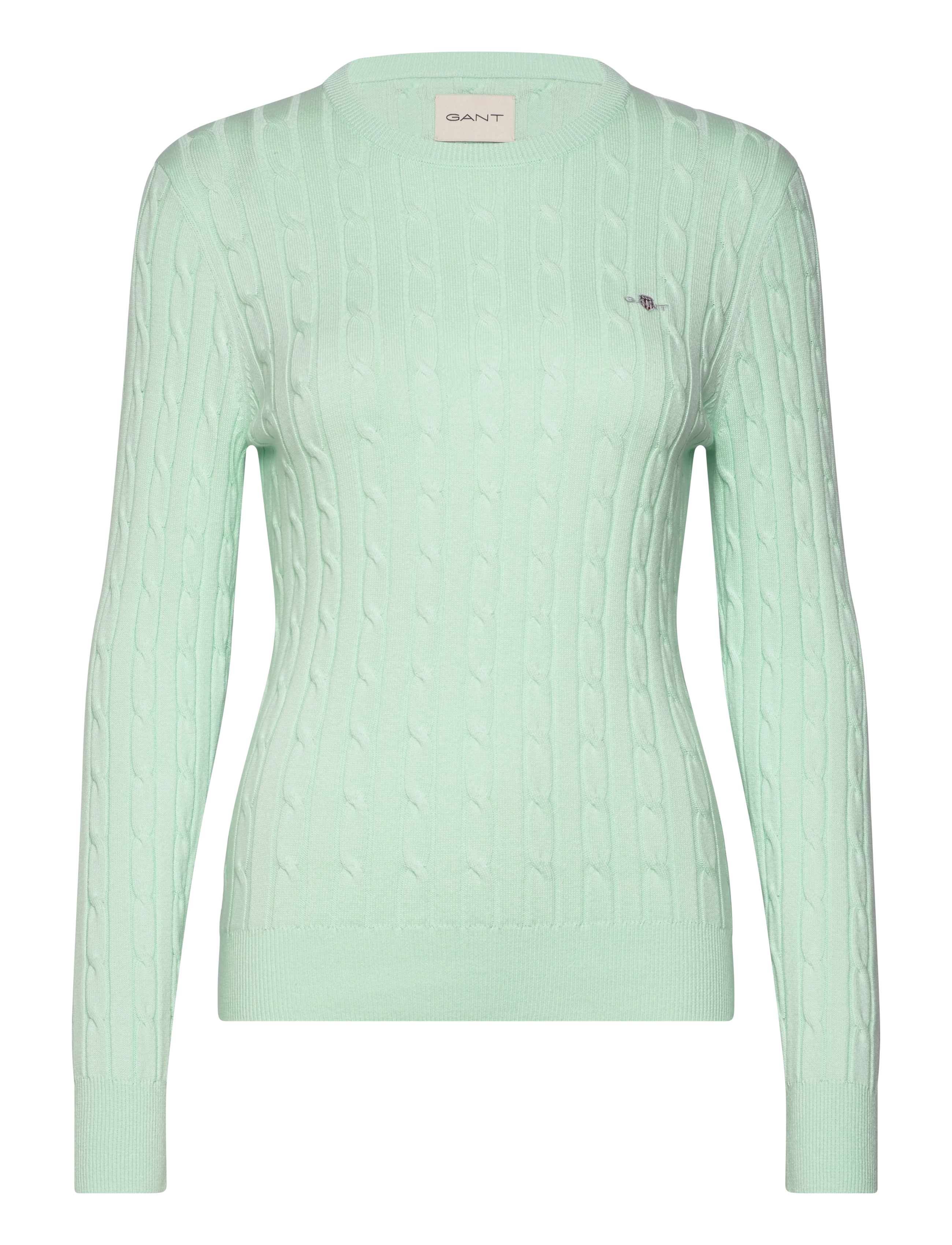 Gant - Classic Cable Knit Sweater - trøjer - faded mint - 1