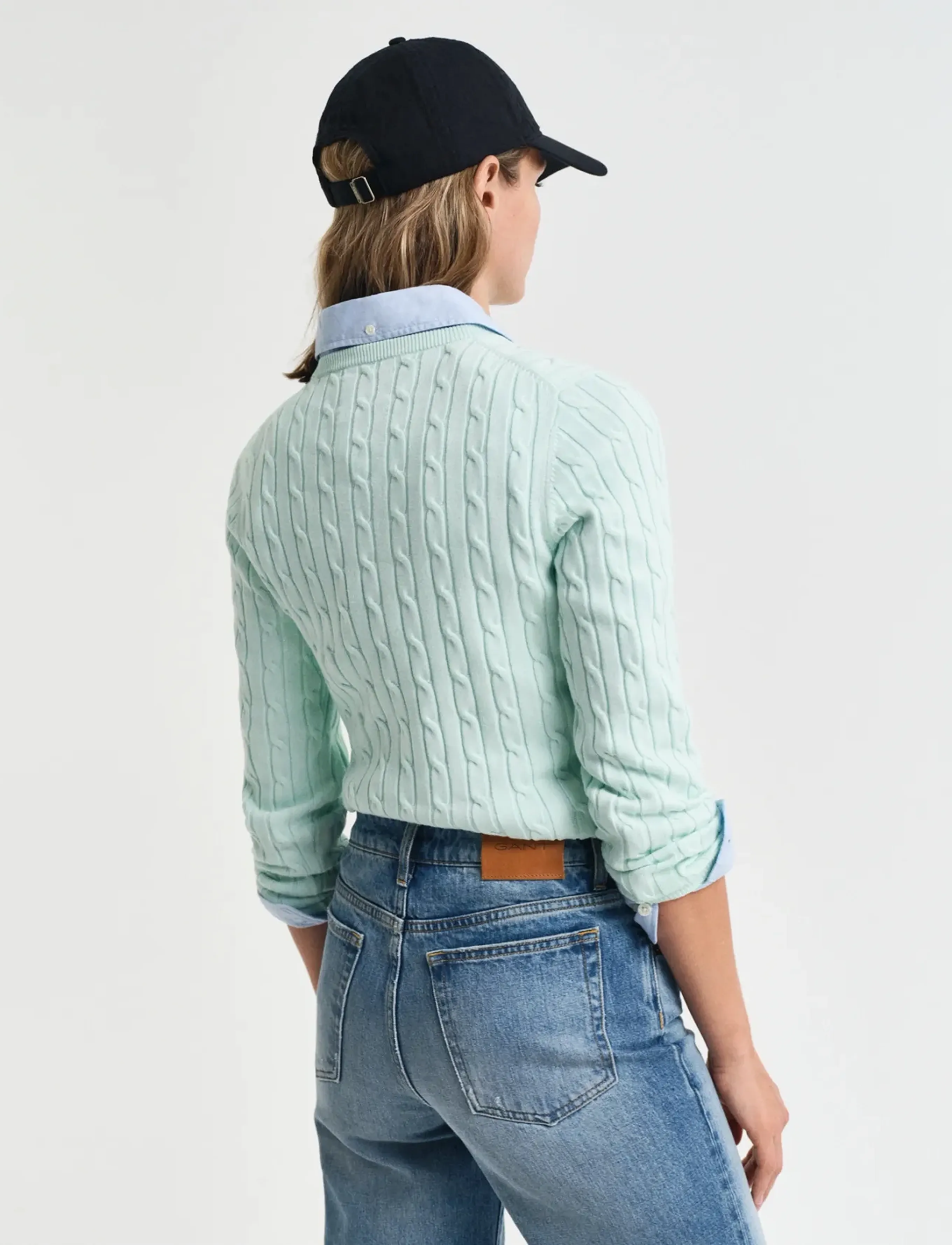 Gant - Classic Cable Knit Sweater - trøjer - faded mint - 3