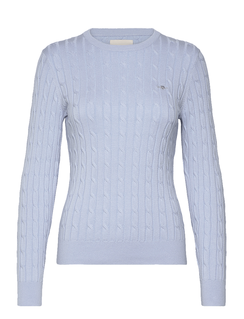 GANT - STRETCH COTTON CABLE C-NECK - sviitrid - fresh blue - 1