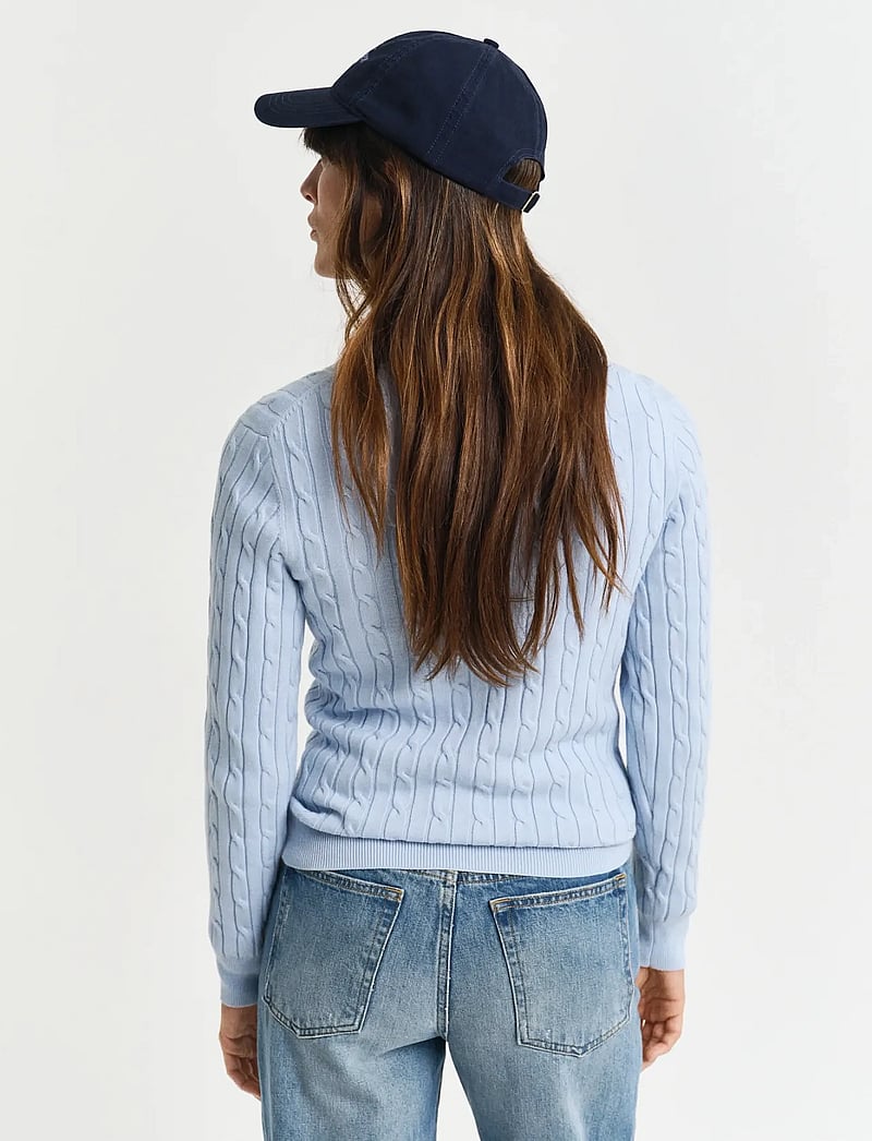 GANT - STRETCH COTTON CABLE C-NECK - sviitrid - fresh blue - 3