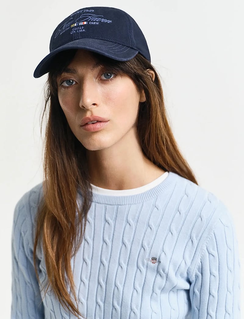 GANT - STRETCH COTTON CABLE C-NECK - sviitrid - fresh blue - 4