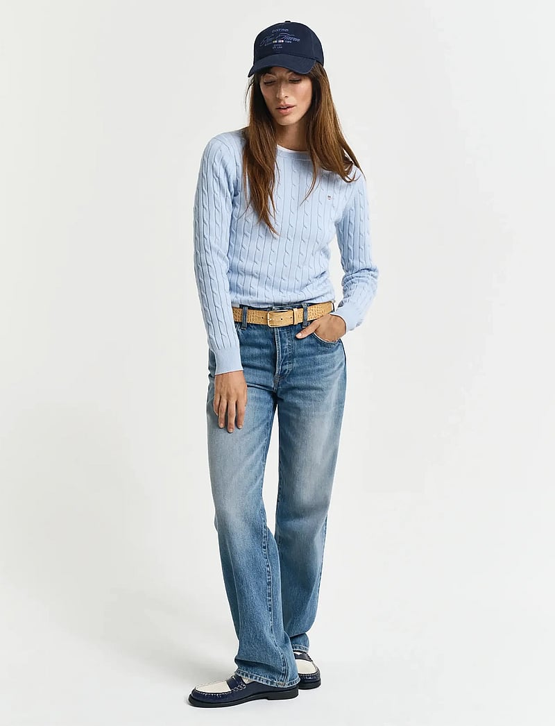 GANT - STRETCH COTTON CABLE C-NECK - sviitrid - fresh blue - 5