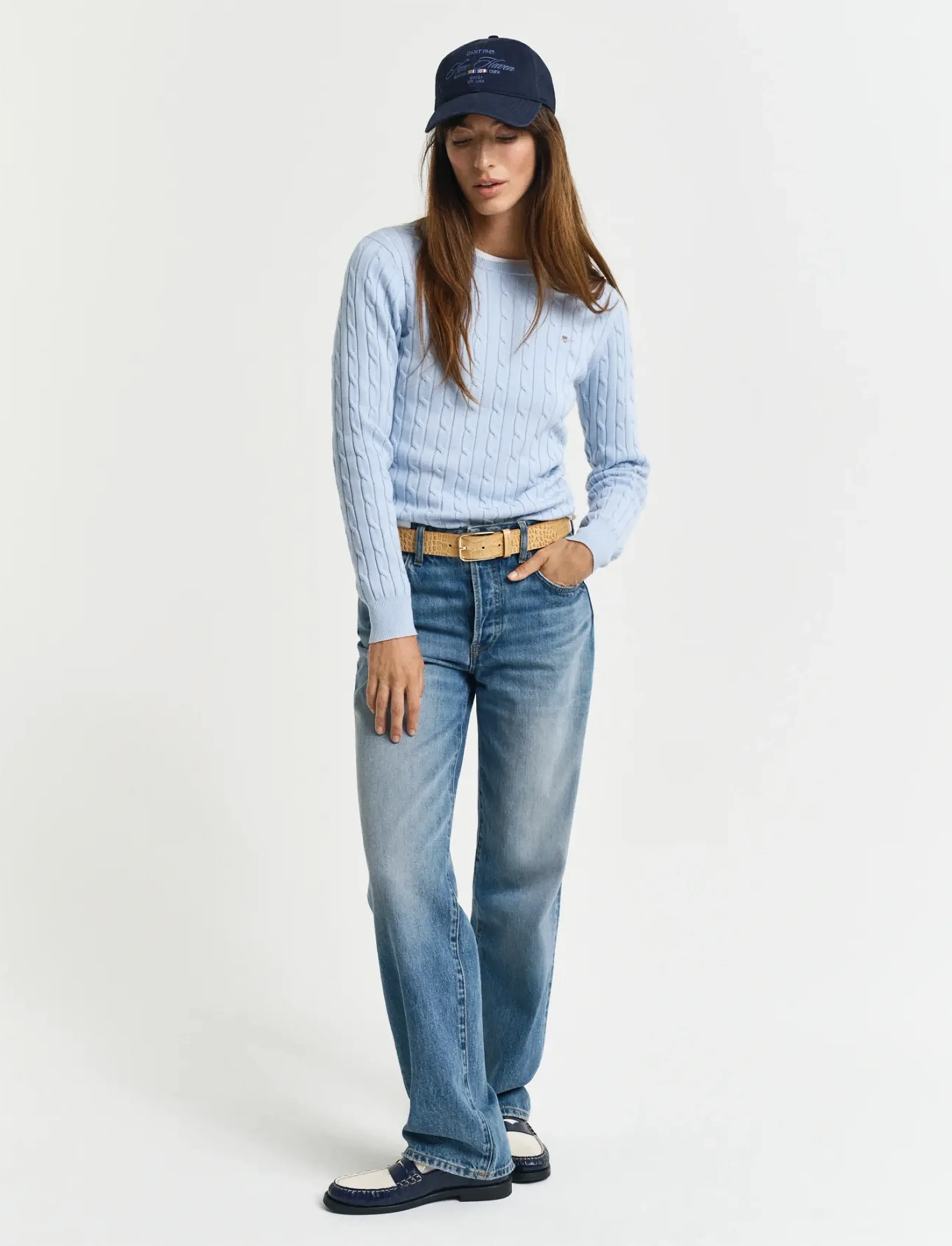 Gant - Classic Cable Knit Sweater - megztiniai - fresh blue - 5