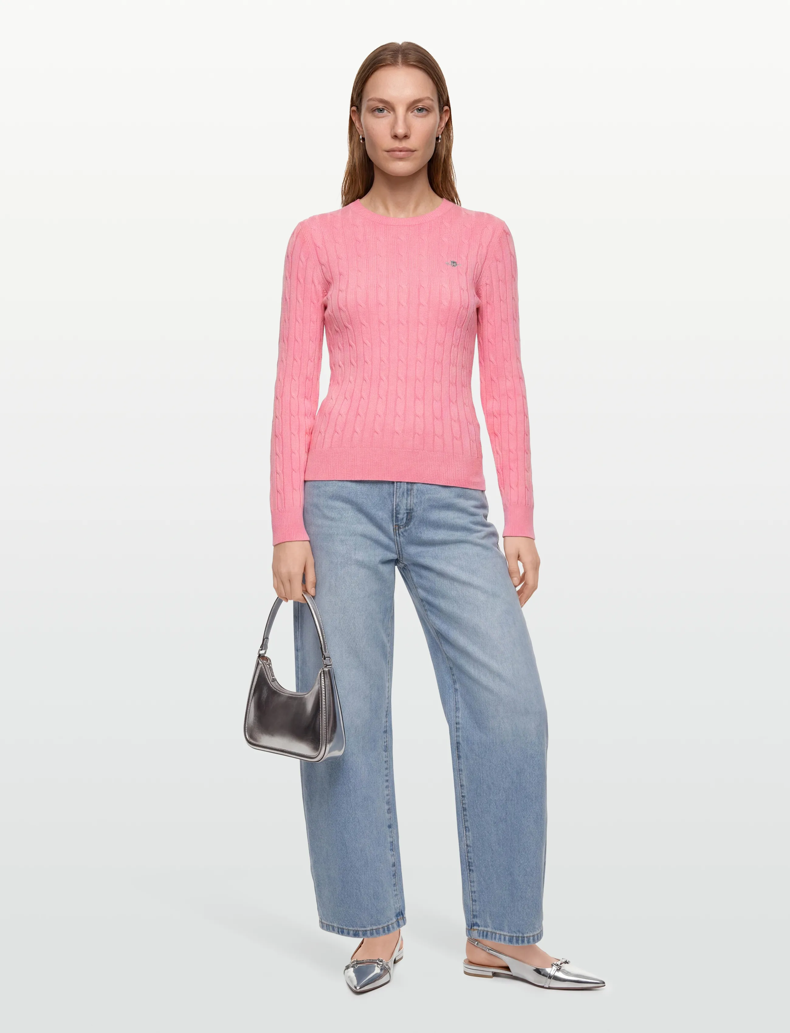 Gant Classic Cable Knit Sweater, XL, Knitwear, Rosa - Jumpers, Frauen