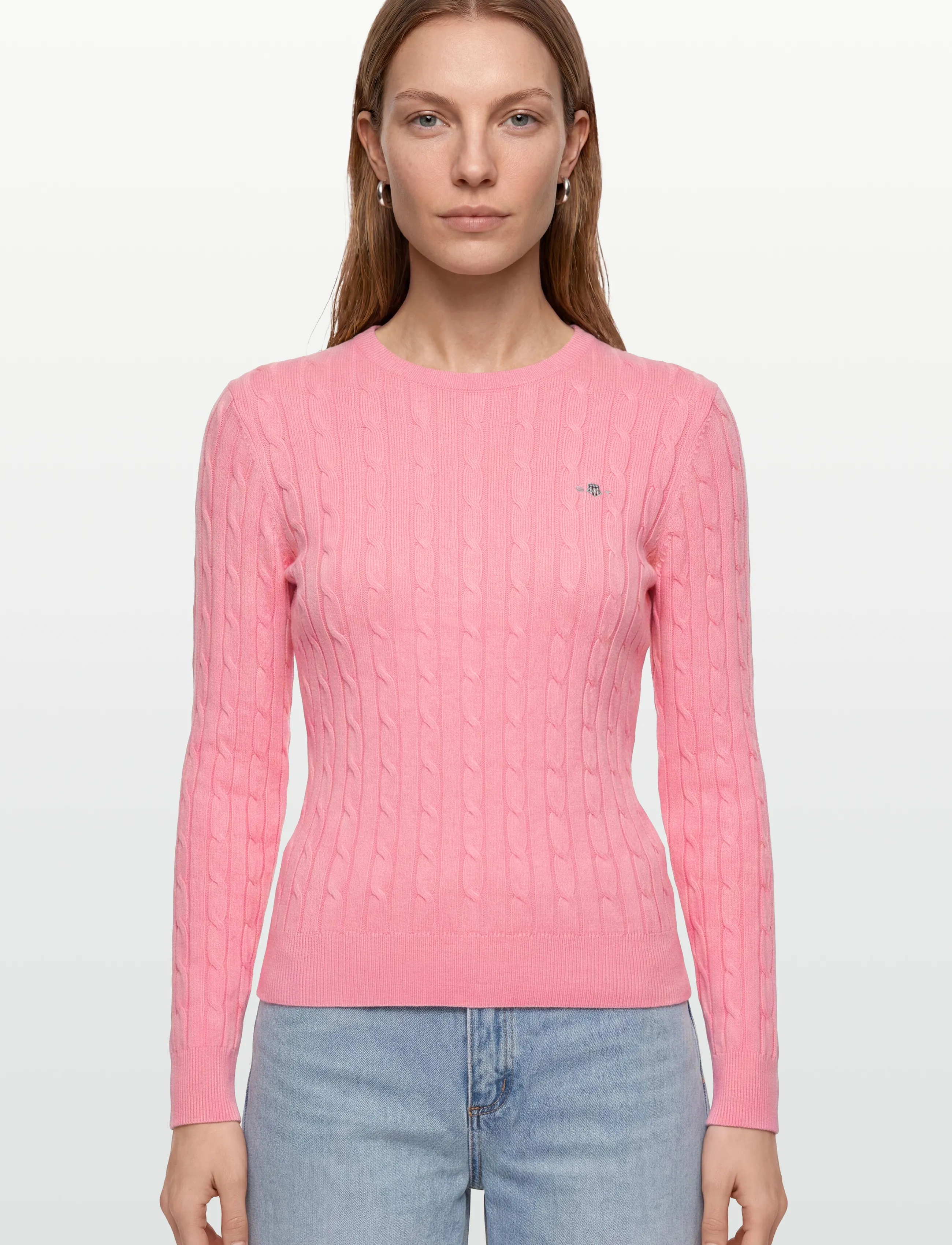 Gant - Classic Cable Knit Sweater - tröjor - geranium pink - 3