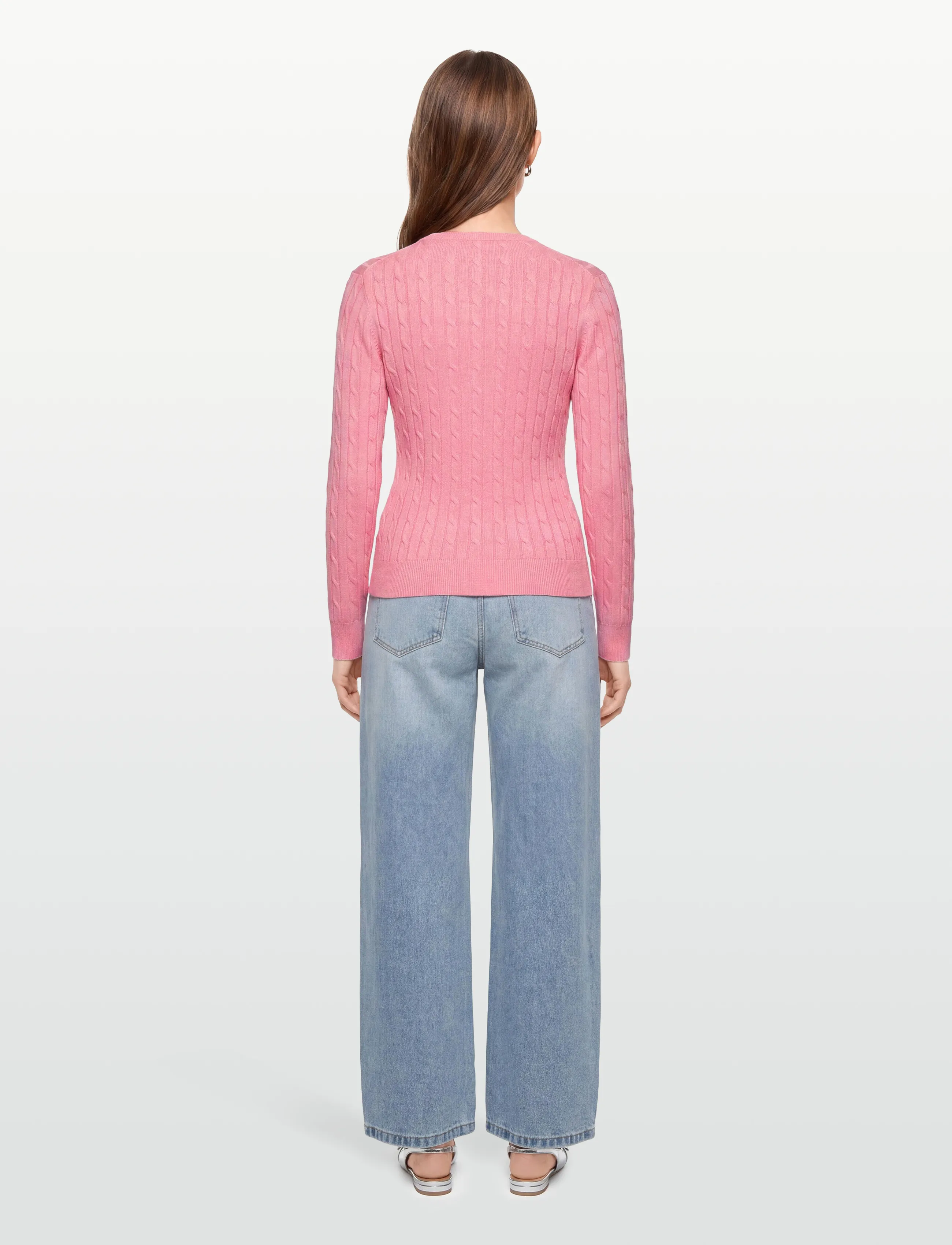 Gant - Classic Cable Knit Sweater - tröjor - geranium pink - 4