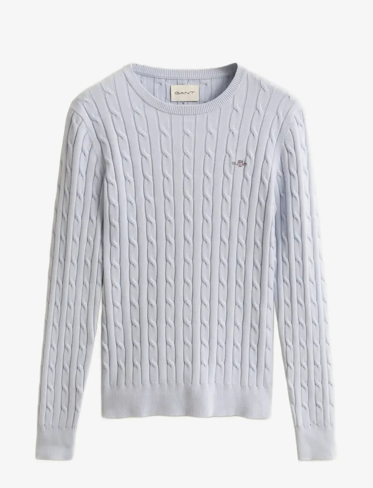 Gant - Classic Cable Knit Sweater - stickade tröjor - light blue - 1
