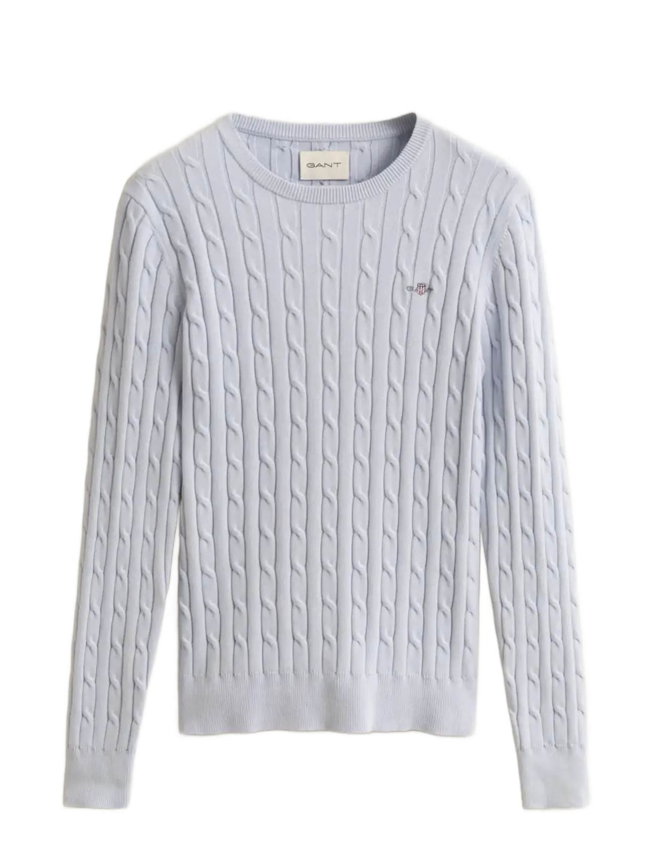 GANT STRETCH COTTON CABLE C-NECK - GANT - LIGHT BLUE / blue