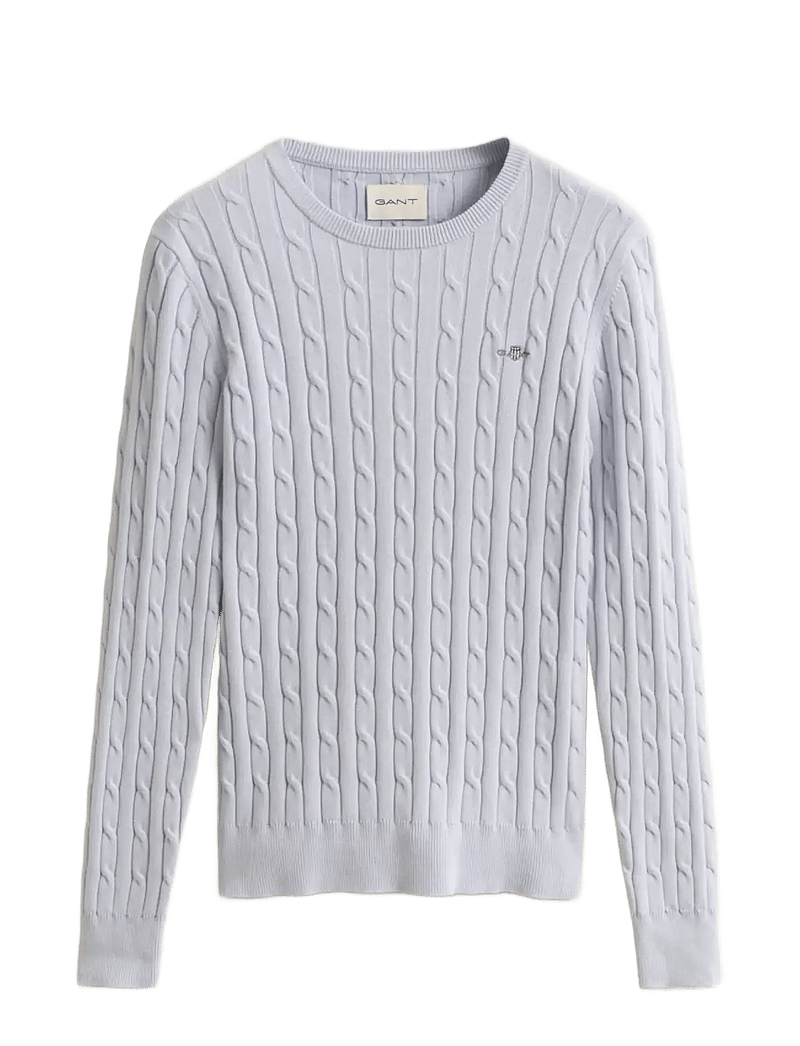 Gant - Classic Cable Knit Sweater - stickade tröjor - light blue - 1