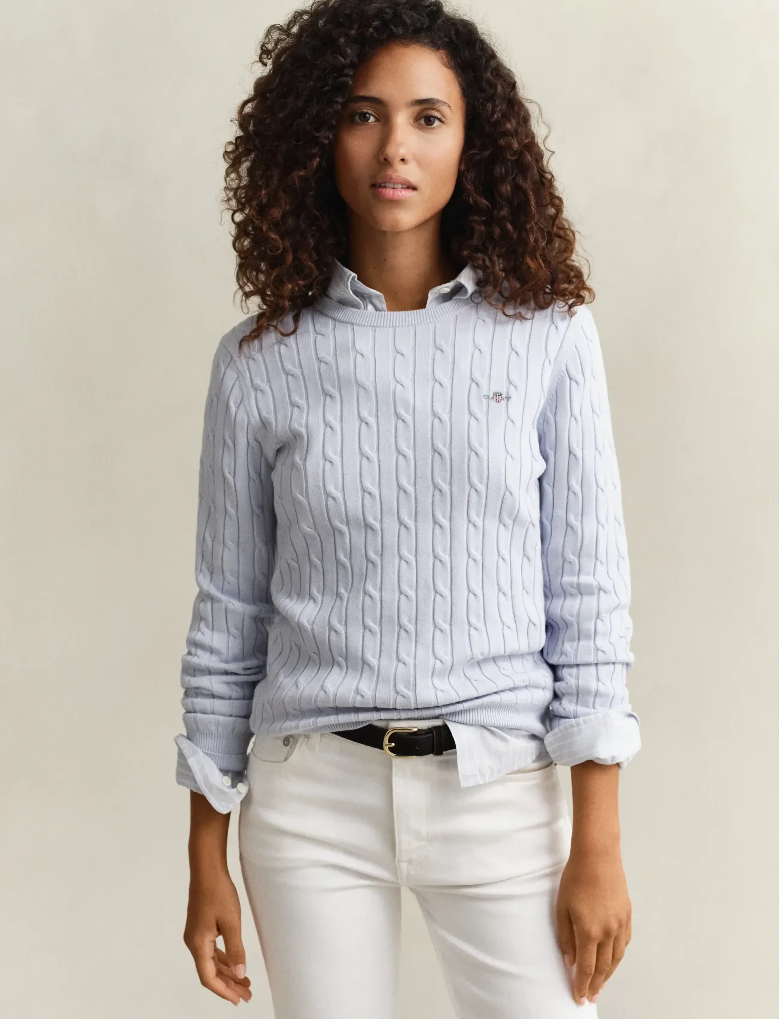 Gant Classic Cable Knit Sweater, XS, Knitwear, Blau - Jumpers, Frauen