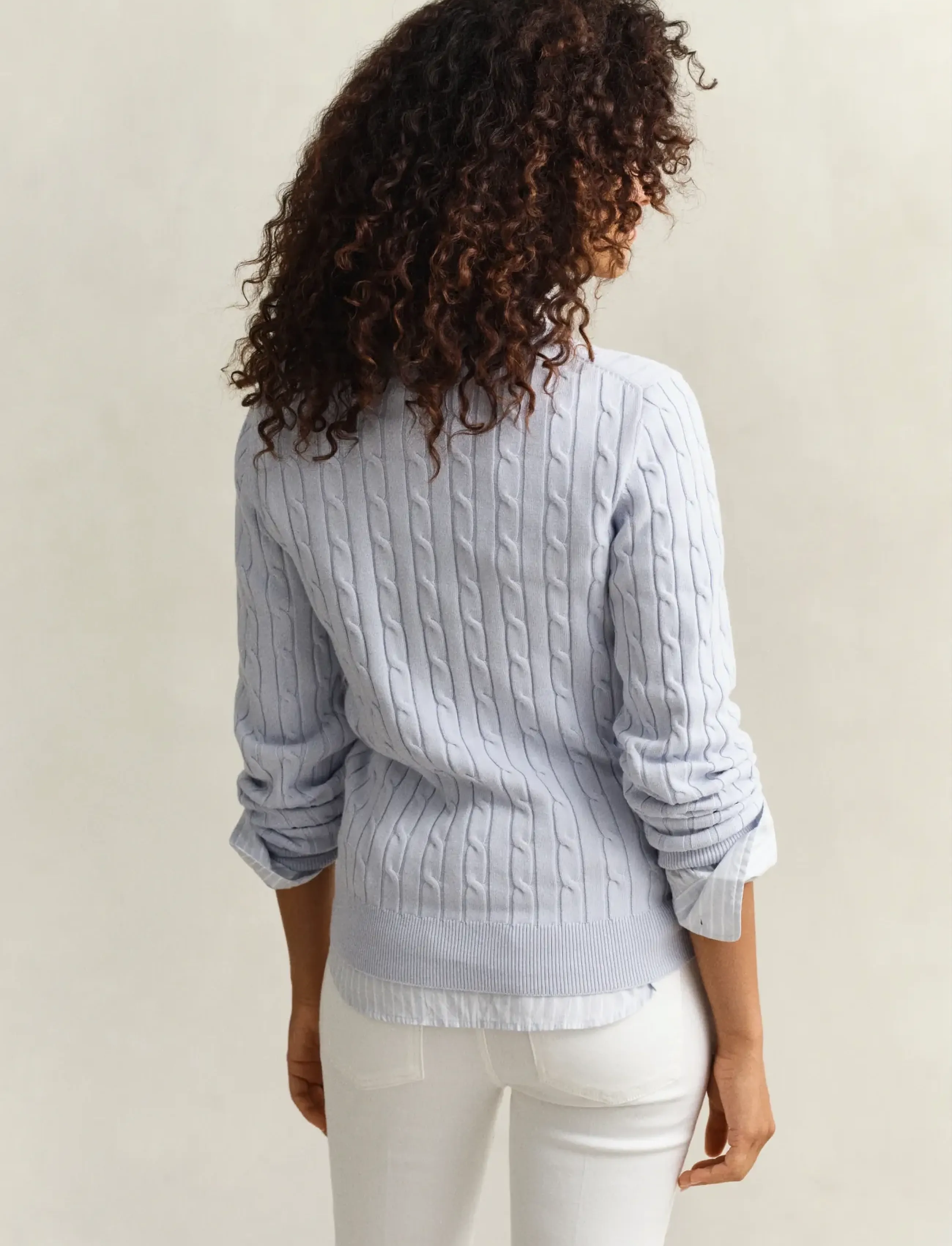 Gant - Classic Cable Knit Sweater - jumpers - light blue - 2