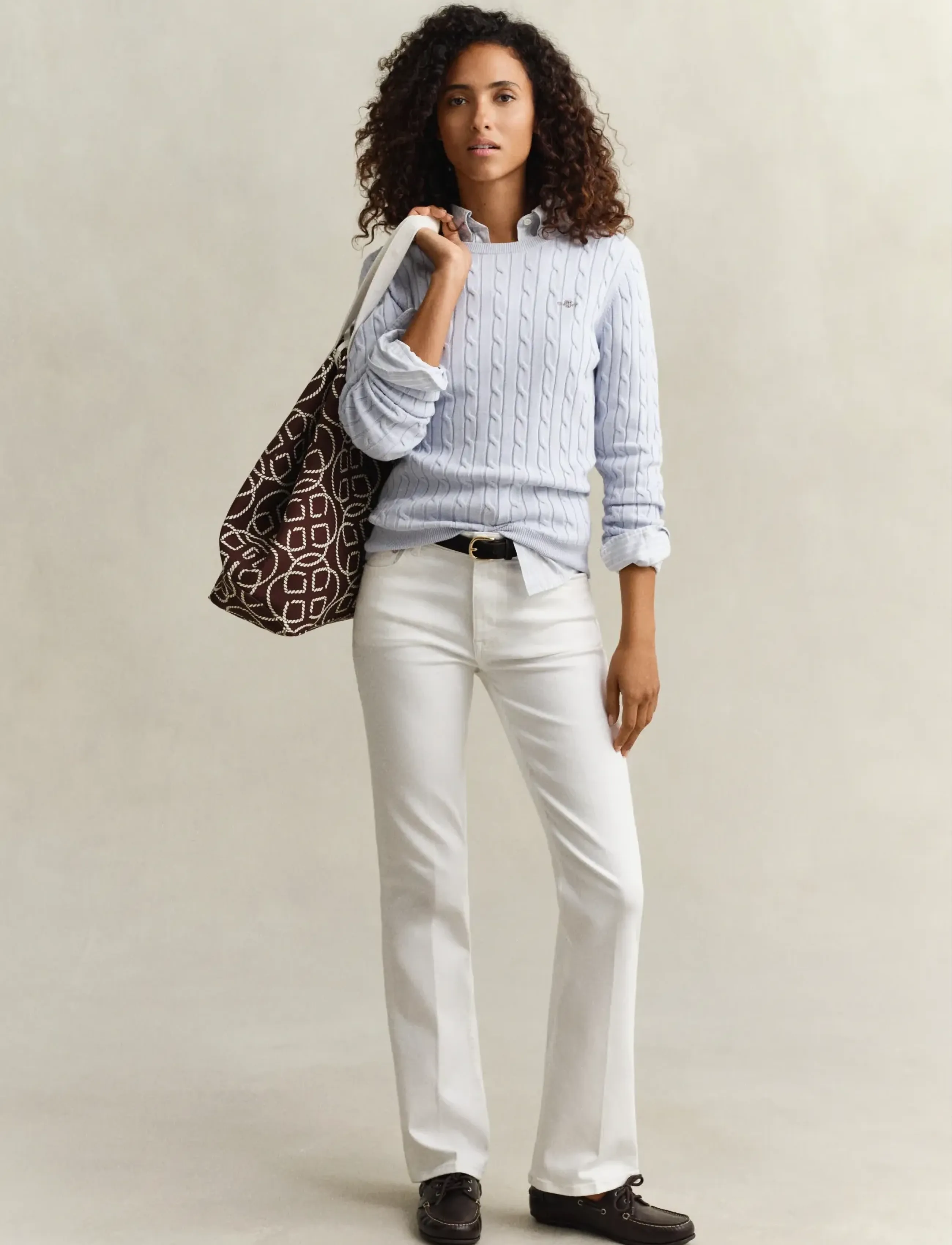 Gant - Classic Cable Knit Sweater - jumpers - light blue - 4