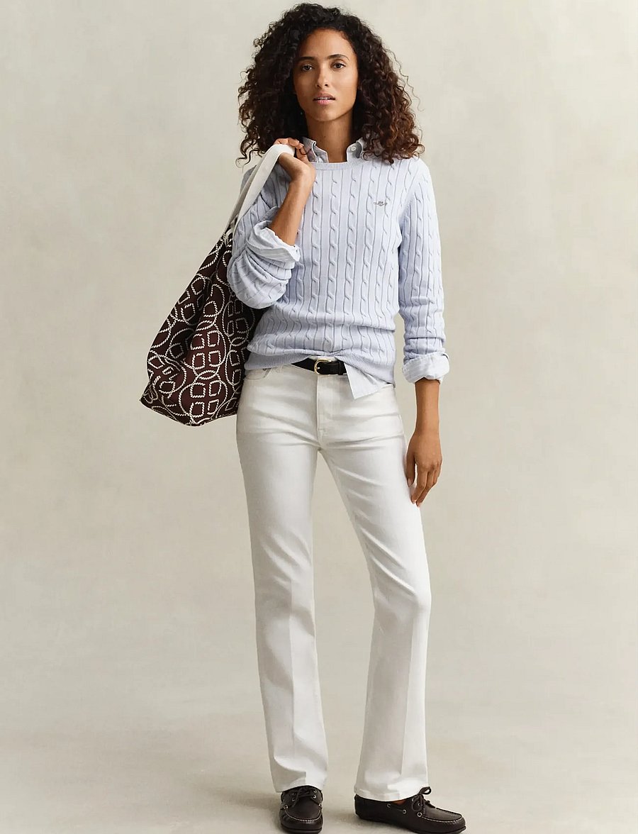 Gant - Classic Cable Knit Sweater - pullover - light blue - 4