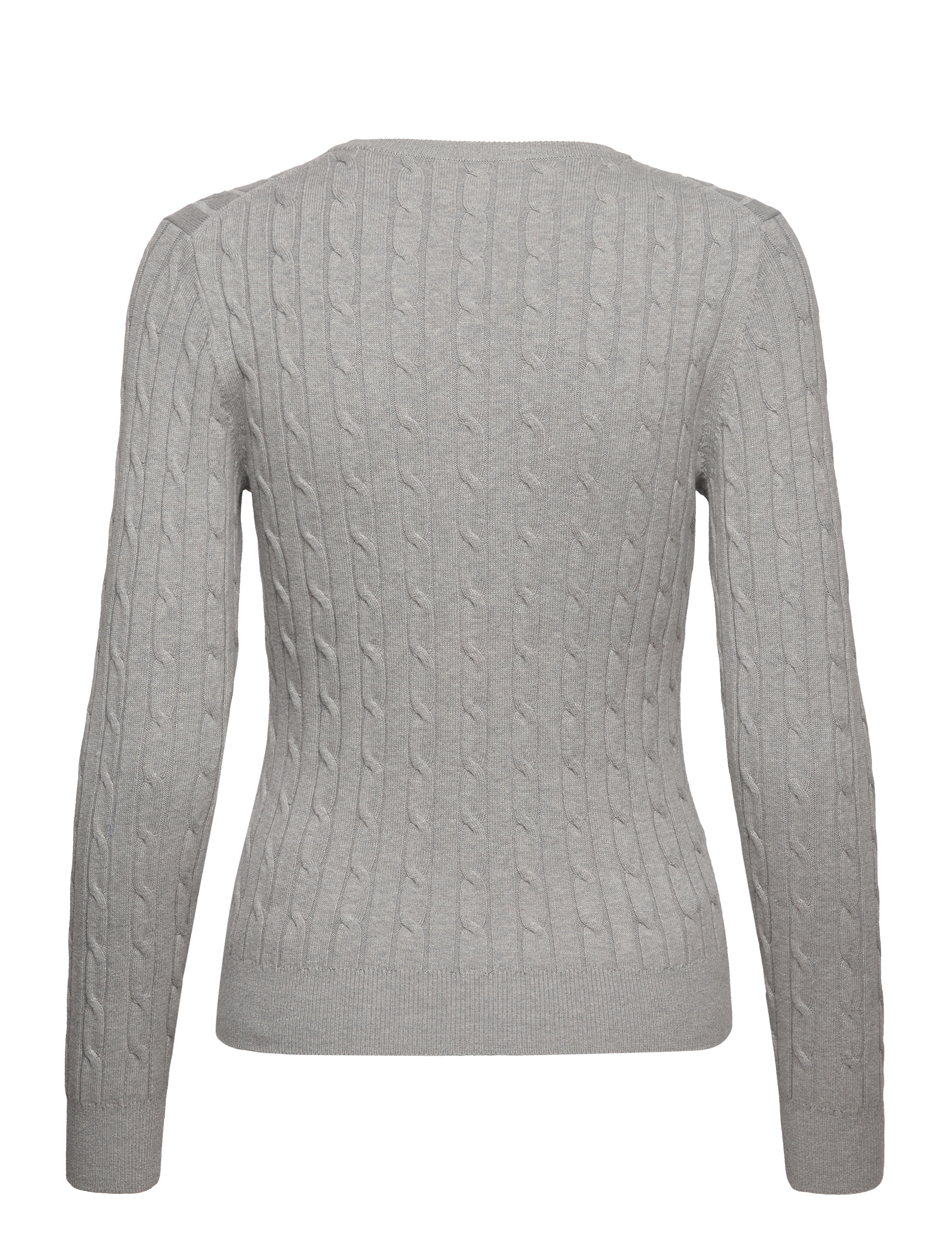 Gant - Classic Cable Knit Sweater - tröjor - mid grey - 1