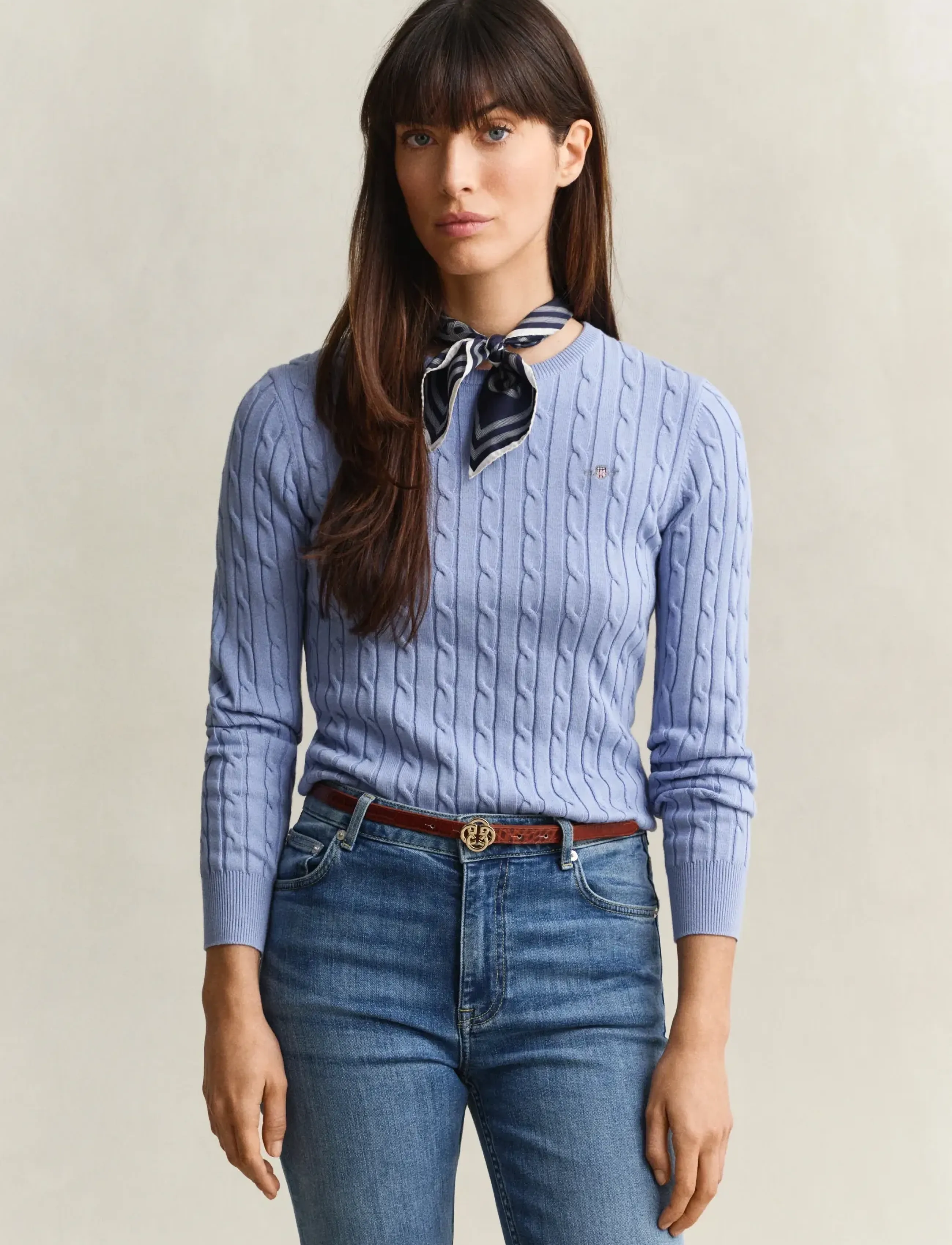 Gant Classic Cable Knit Sweater, XL, Knitwear, Blau - Jumpers, Frauen